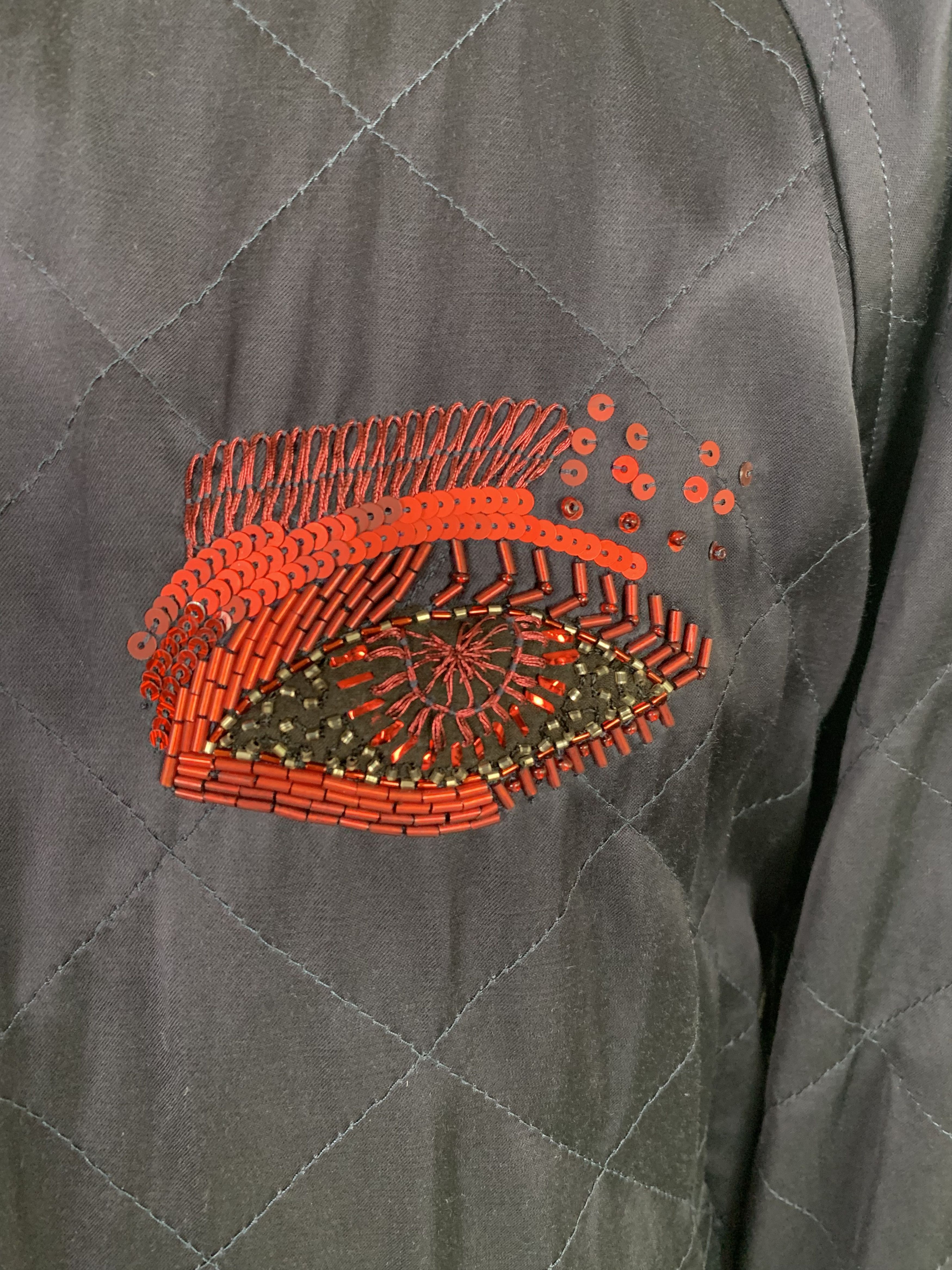 Dries Van Noten Black & Red Satin Embroidered Bomber Size US L / EU 52-54 / 3 - 5 Thumbnail