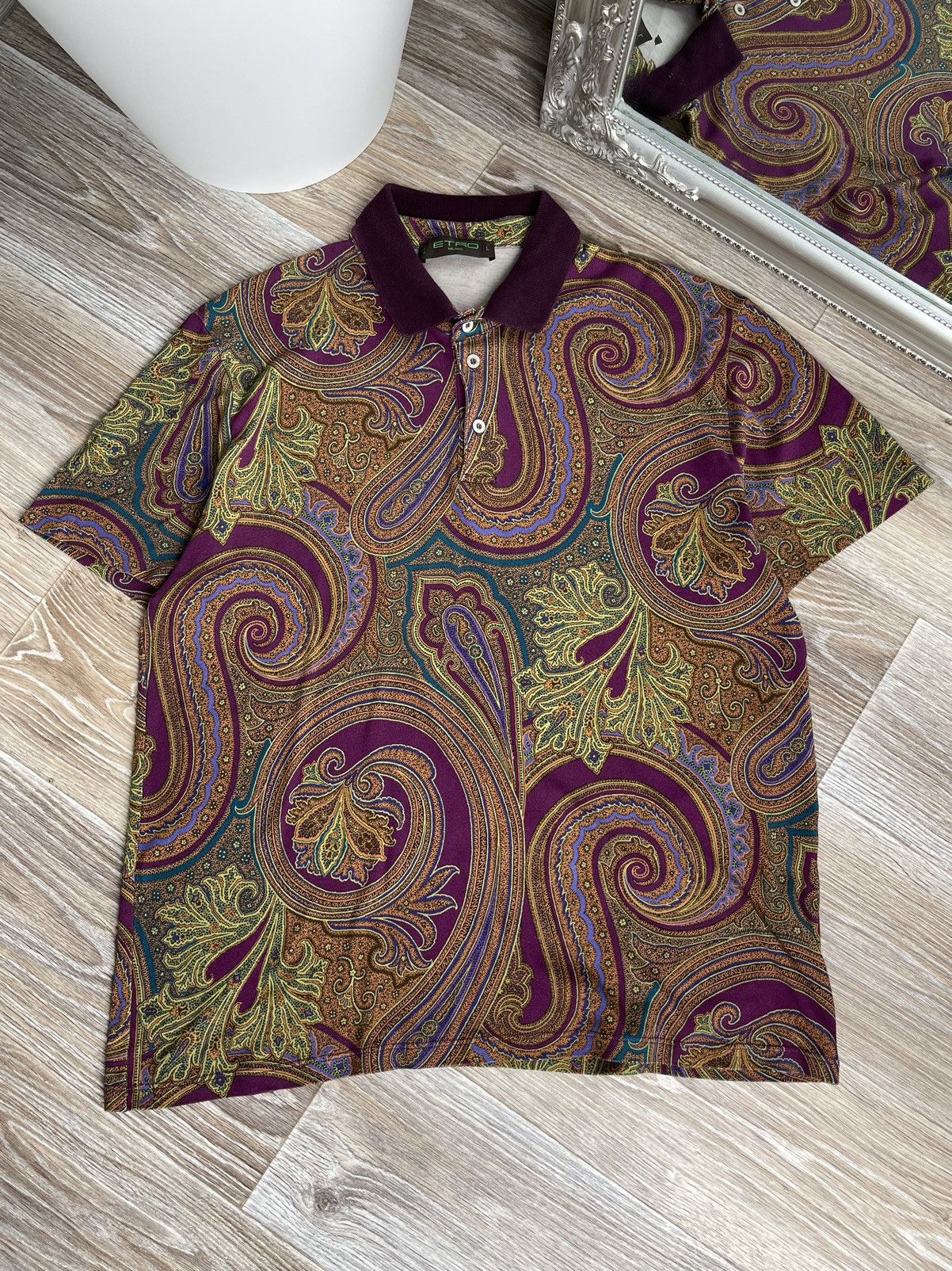 Chemise Vintage Etro Milano - Taille M, Coton Et Lin, Fait En Italie - Occasion En Parfait état