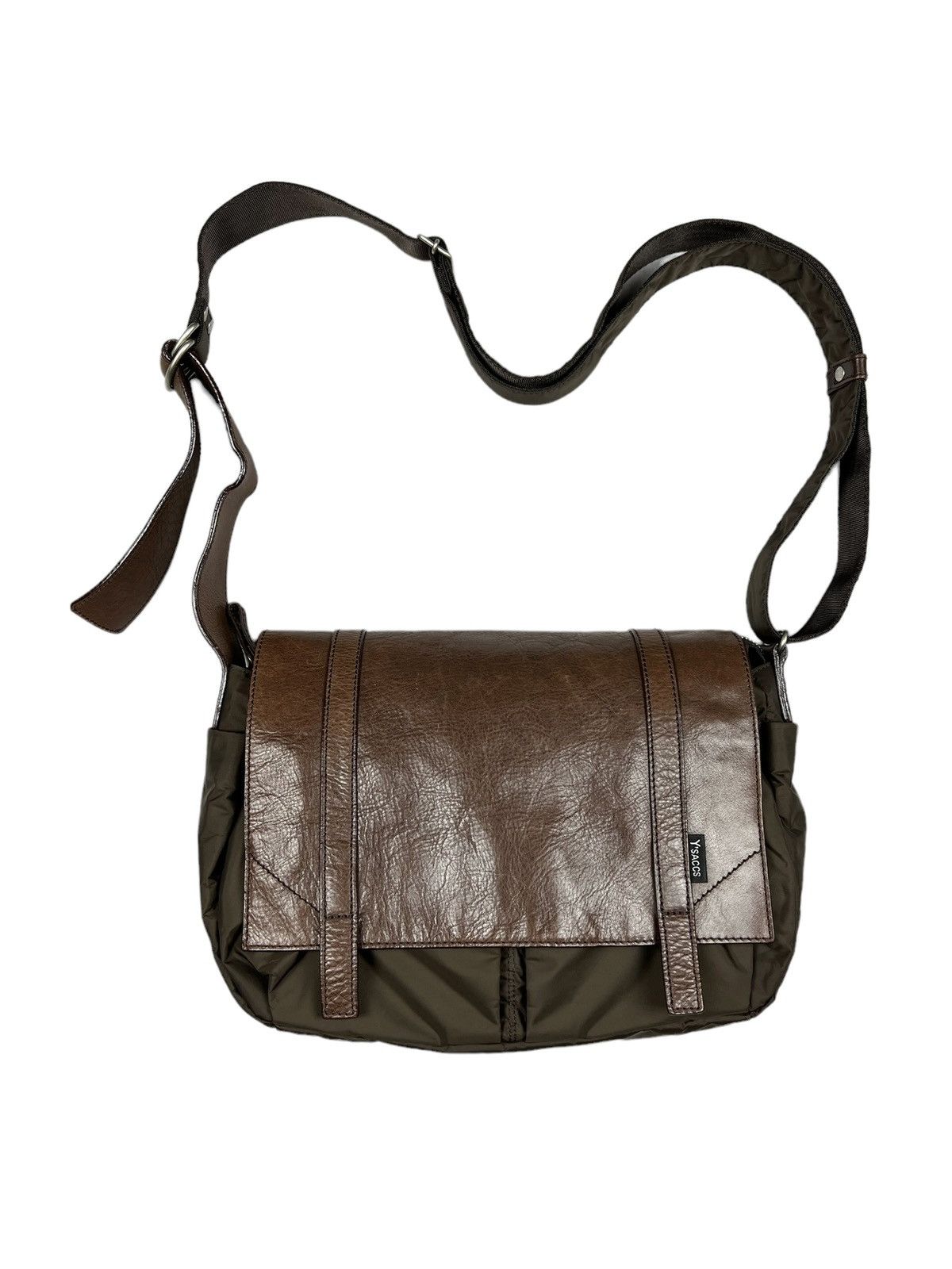 Y’saccs by Yohji Yamamoto Leather+Nylon Messenger Bag