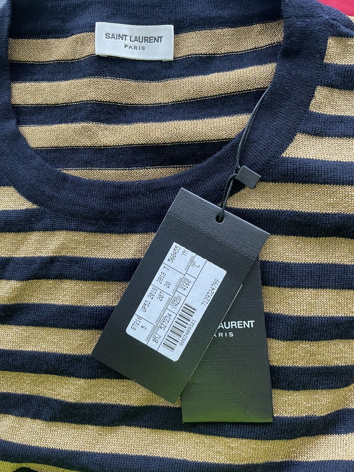 Hedi Slimane × Saint Laurent Paris × Yves Saint Laurent $1,250 Value New Runway Limited Edition Gold Striped Shirt Size US XL / EU 56 / 4 - 19 Thumbnail
