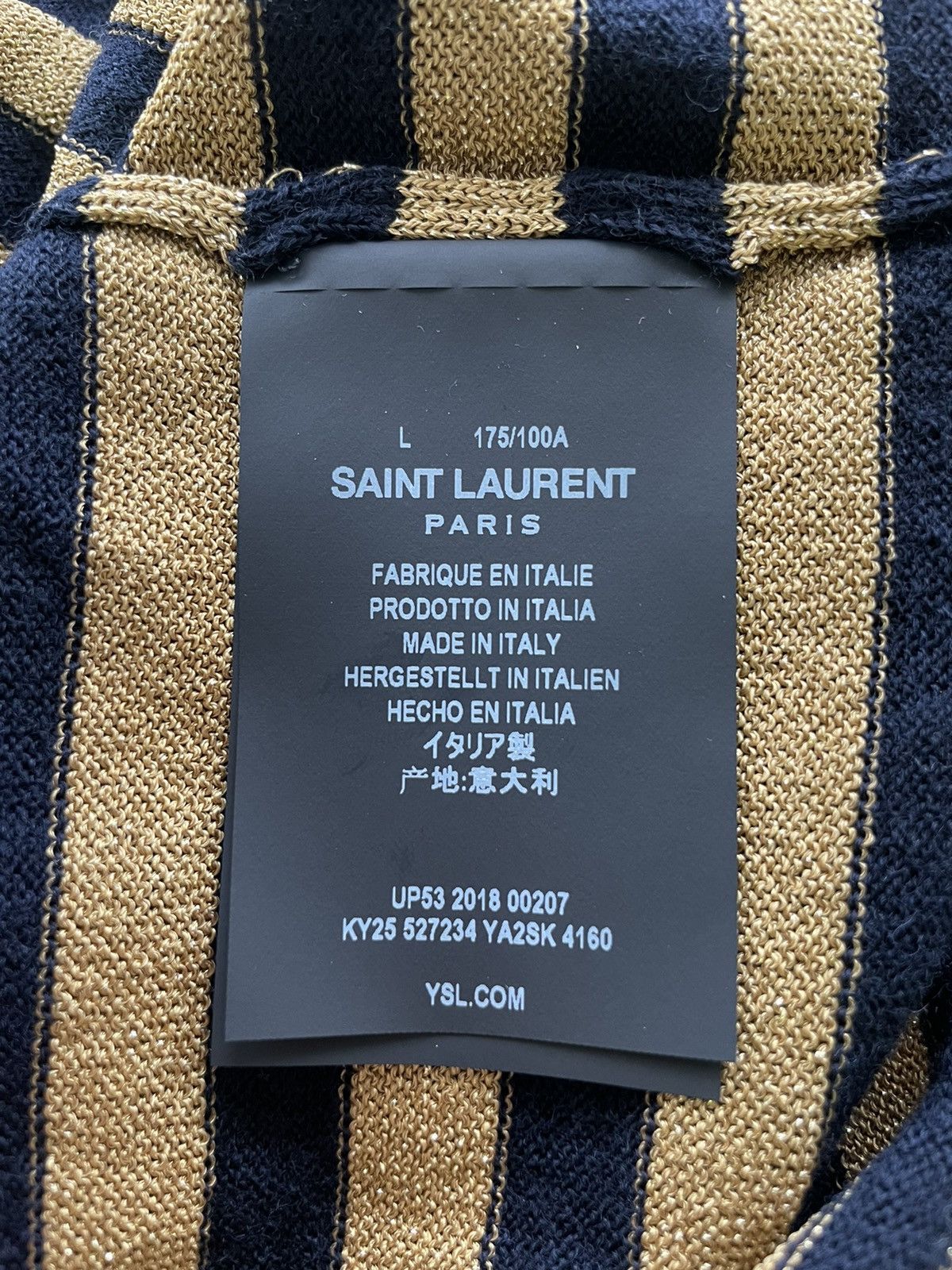 Hedi Slimane × Saint Laurent Paris × Yves Saint Laurent $1,250 Value New Runway Limited Edition Gold Striped Shirt Size US XL / EU 56 / 4 - 16 Thumbnail