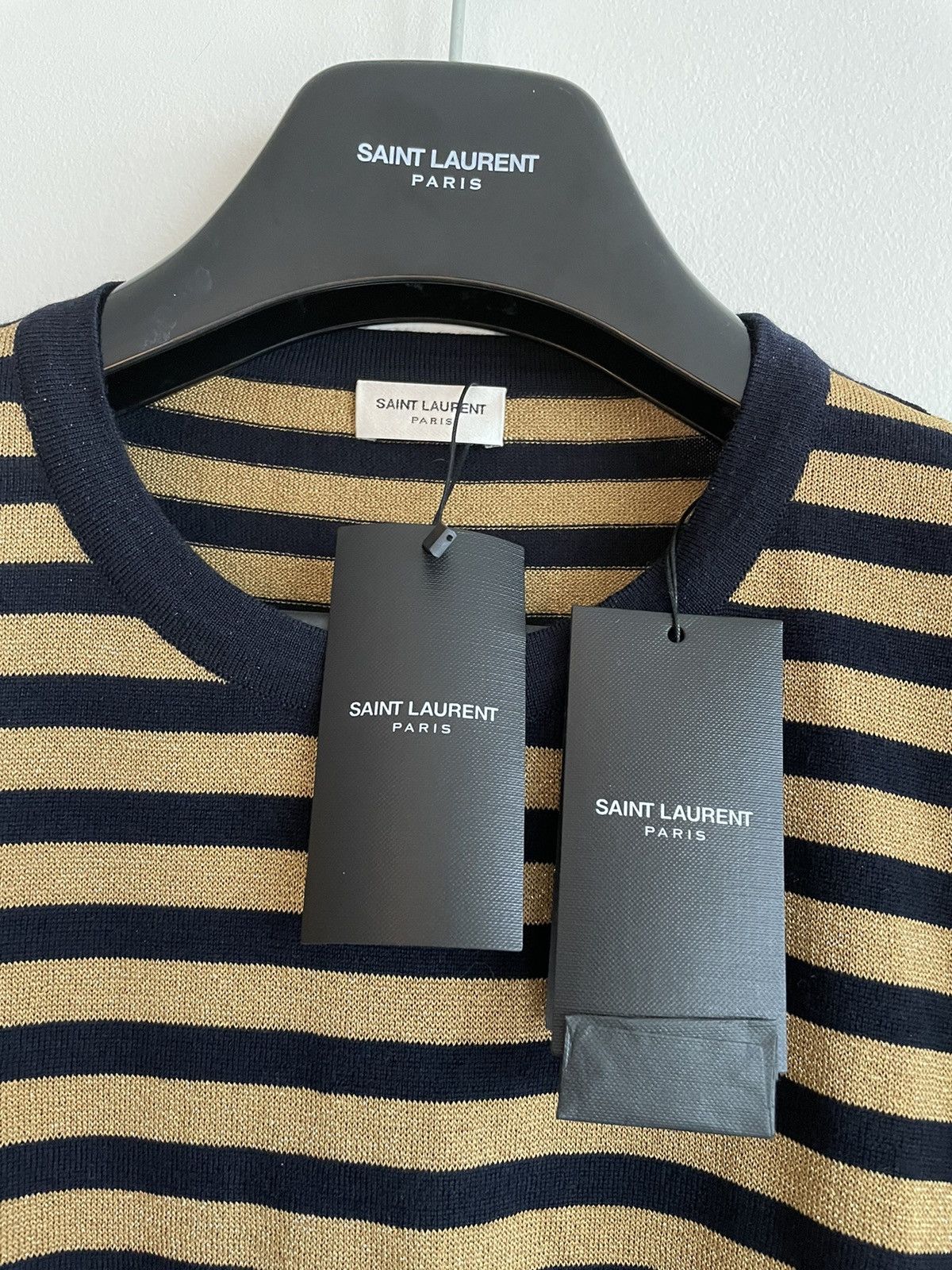 Hedi Slimane × Saint Laurent Paris × Yves Saint Laurent $1,250 Value New Runway Limited Edition Gold Striped Shirt Size US XL / EU 56 / 4 - 2 Thumbnail