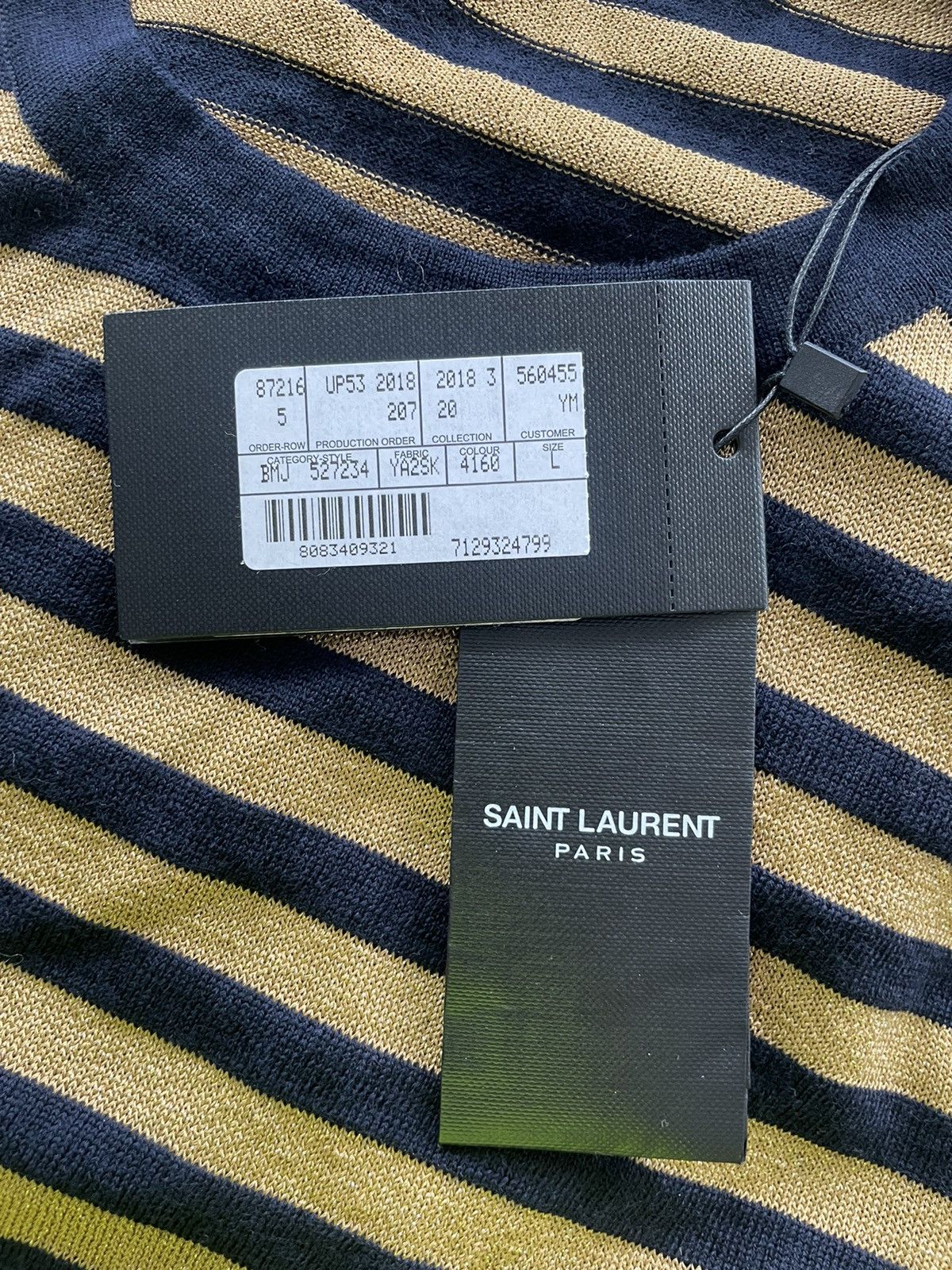 Hedi Slimane × Saint Laurent Paris × Yves Saint Laurent $1,250 Value New Runway Limited Edition Gold Striped Shirt Size US XL / EU 56 / 4 - 20 Thumbnail