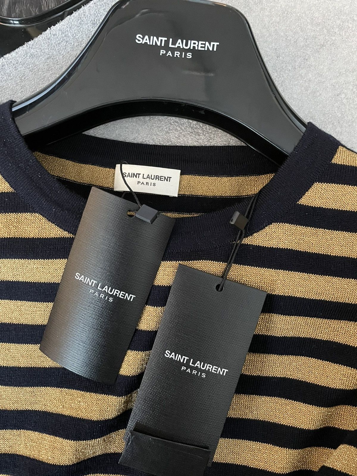 Hedi Slimane × Saint Laurent Paris × Yves Saint Laurent $1,250 Value New Runway Limited Edition Gold Striped Shirt Size US XL / EU 56 / 4 - 9 Thumbnail