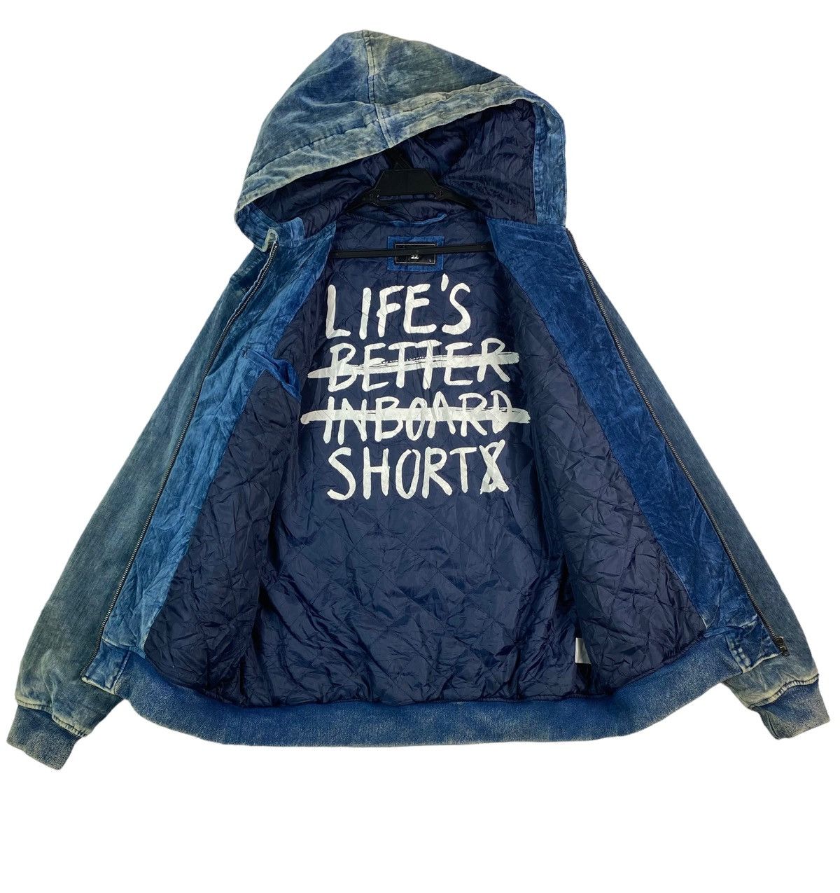 Billabong × Velvet × Vintage Rare BILLABONG velvet hooded jacket with humor word printed Size US L / EU 52-54 / 3 - 1 Thumbnail