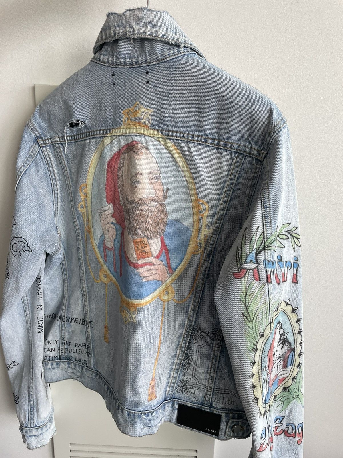 Amiri $1,900 Value Runway Limited Zig Zag Denim Trucker Jacket Size US M / EU 48-50 / 2 - 24 Thumbnail