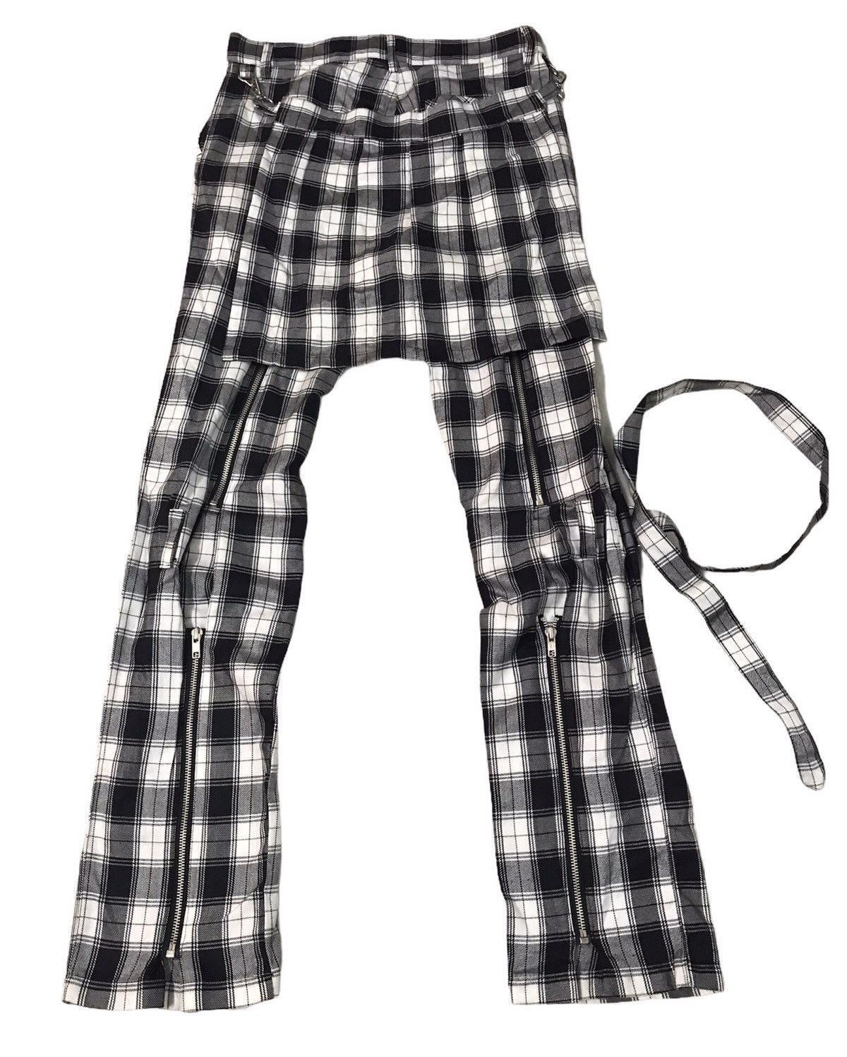 image of Malcolm Mclaren vintage Tartan Bondage Punk Multizipper Pants in Black/White, Men's (Size 31)