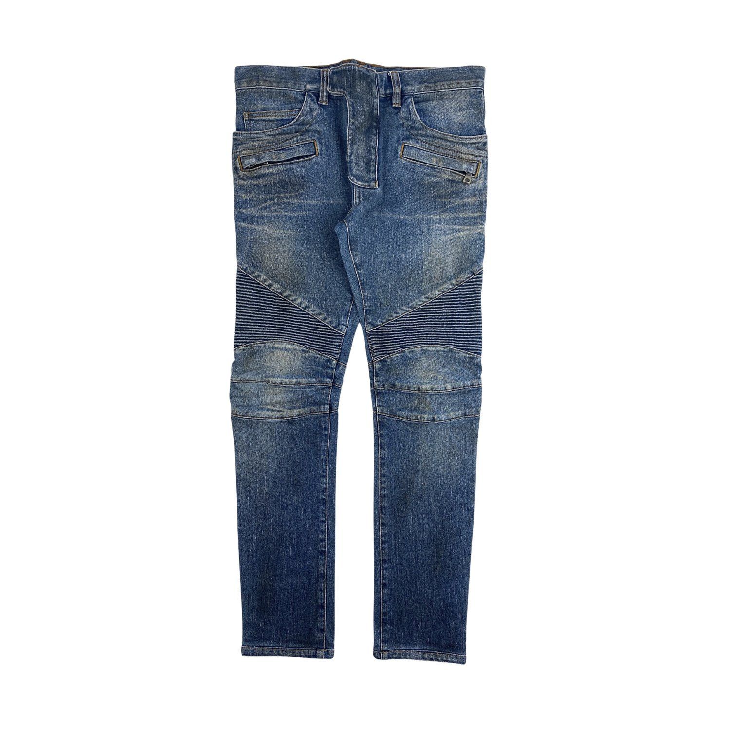 Balmain Balmain Blue Biker Jeans Size US 29 - 2 Thumbnail