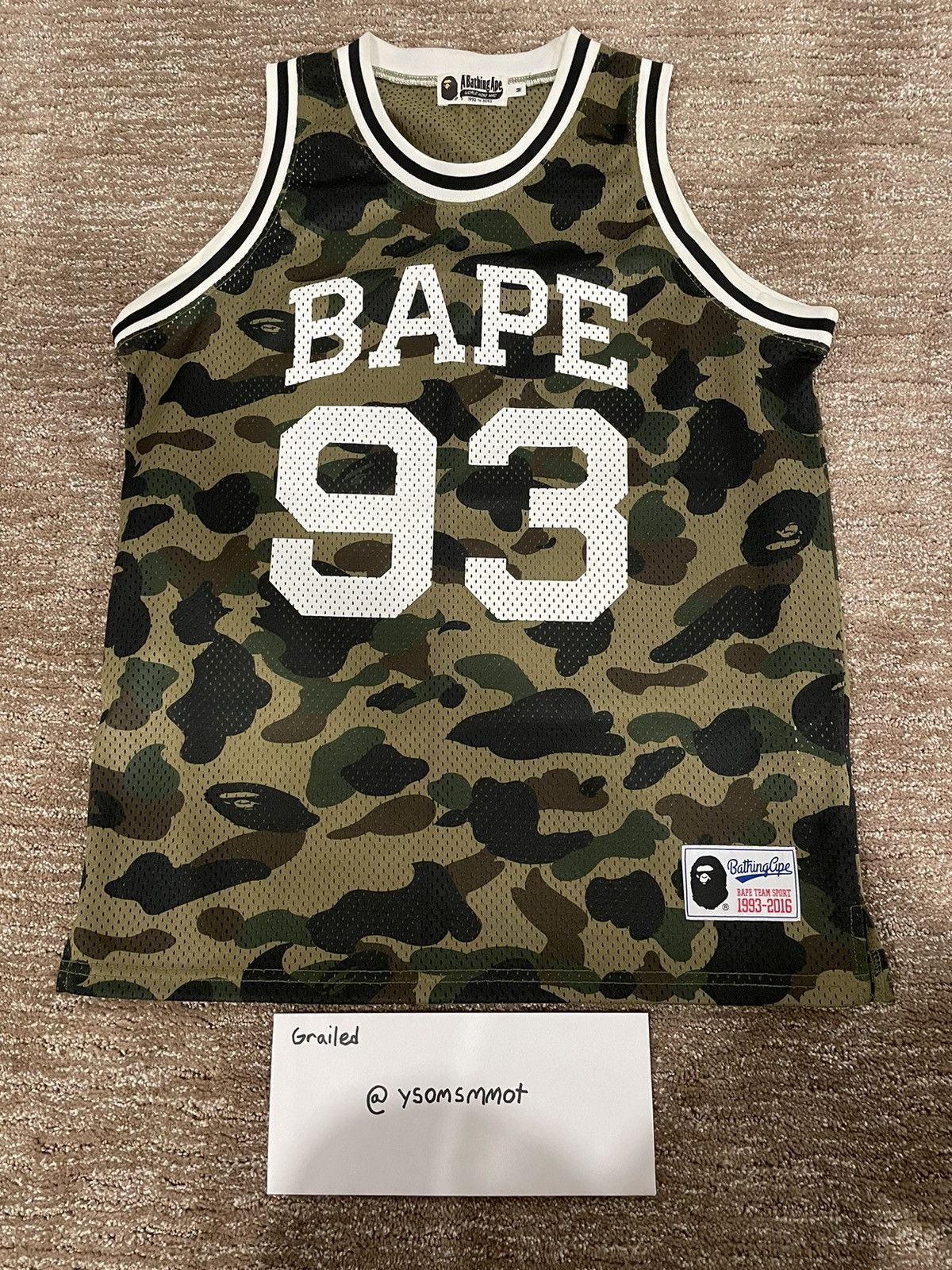 image of Bape 1St Camo Mesh Jersey in Green, Men's (Size Medium)