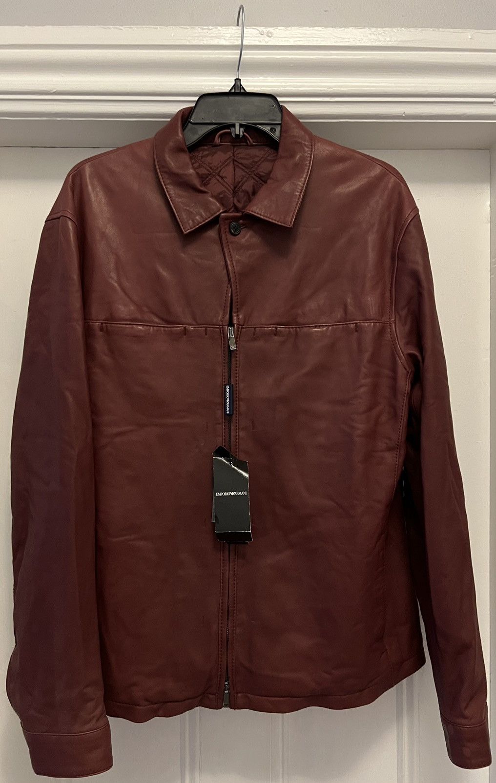 Designer × Emporio Armani Authentic Emporio Armani Jeans burgundy leather jacket XXL Size US XXL / EU 58 / 5 - 1 Thumbnail