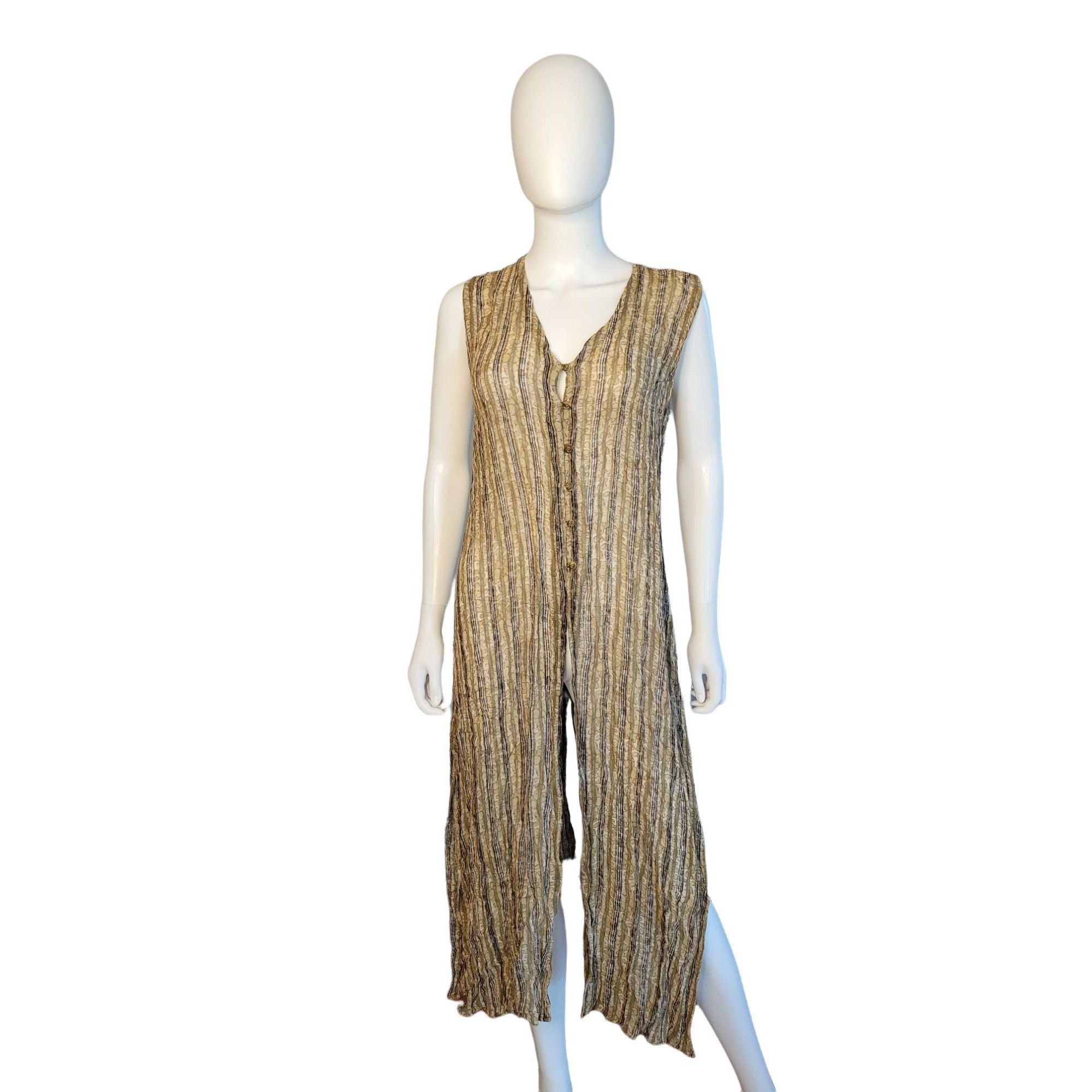 LOLA P Women's Maxi DRESS Size Large - Browns Tans and Beig