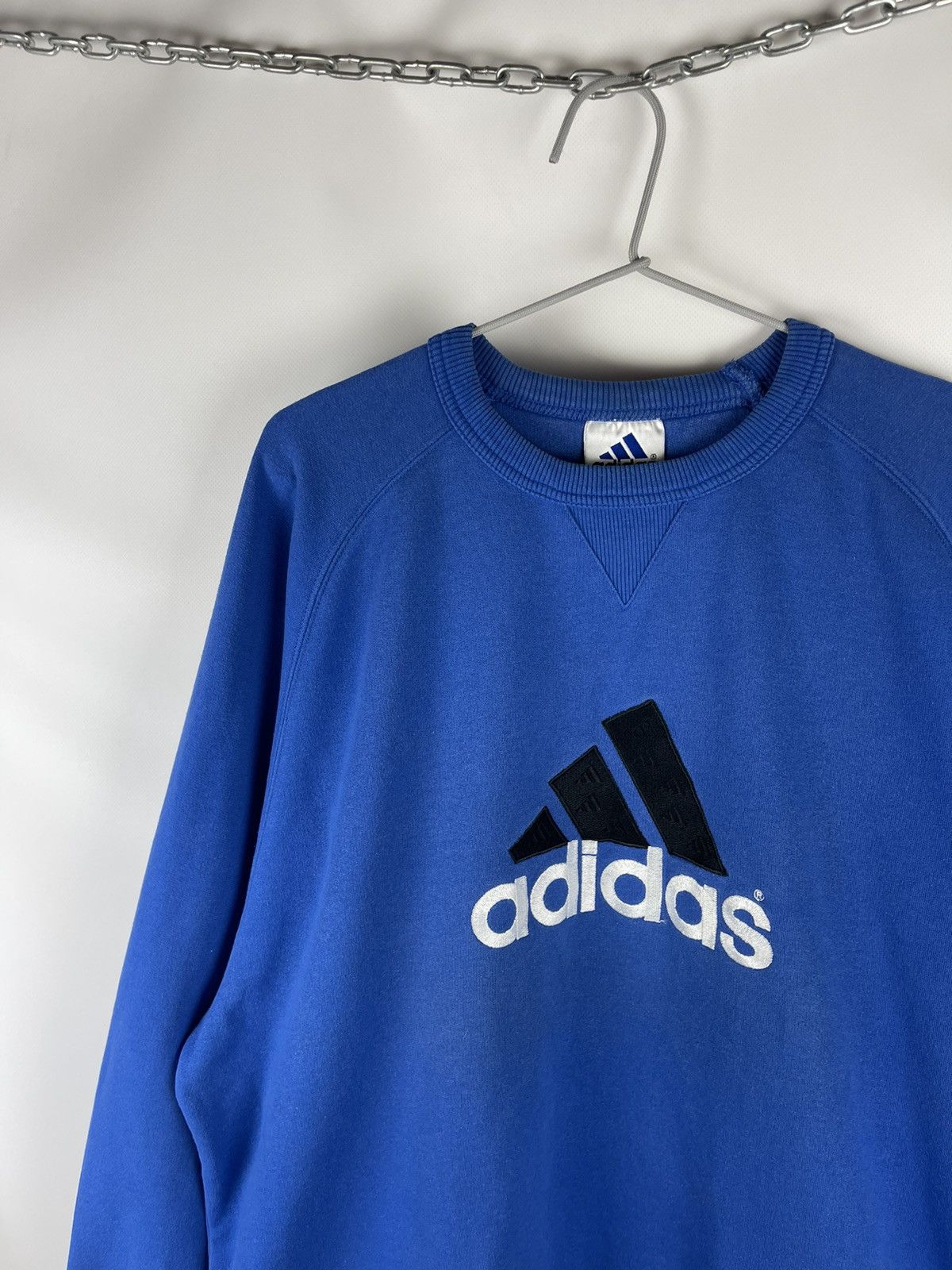 Adidas Adidas vintage 90s big logo line blue oversized sweatshirt Size US L / EU 52-54 / 3 - 10 Thumbnail