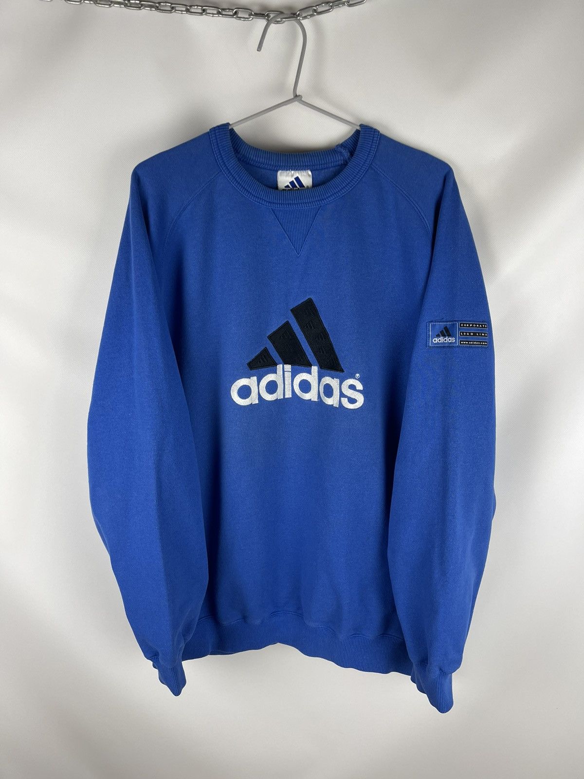 Adidas Adidas vintage 90s big logo line blue oversized sweatshirt Size US L / EU 52-54 / 3 - 2 Thumbnail