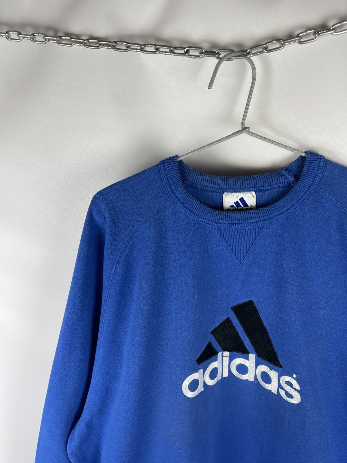 Adidas Adidas vintage 90s big logo line blue oversized sweatshirt Size US L / EU 52-54 / 3 - 14 Thumbnail