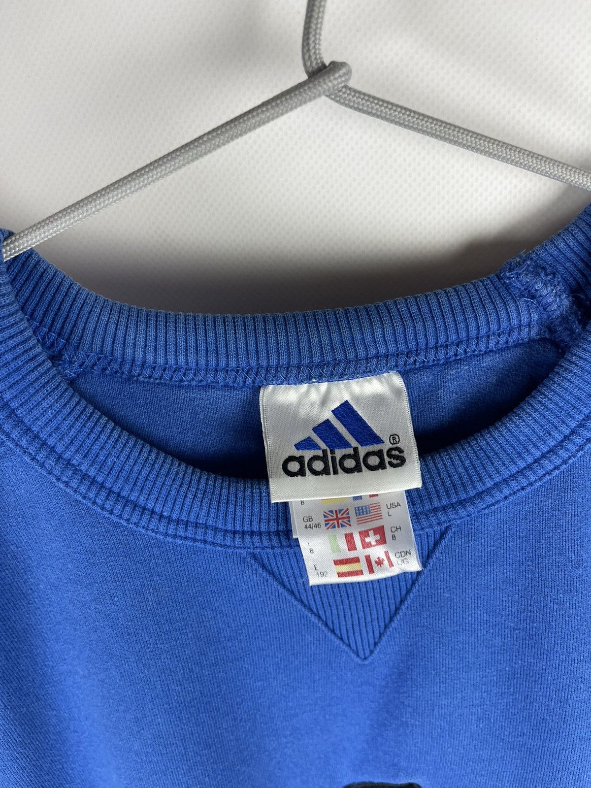 Adidas Adidas vintage 90s big logo line blue oversized sweatshirt Size US L / EU 52-54 / 3 - 7 Thumbnail