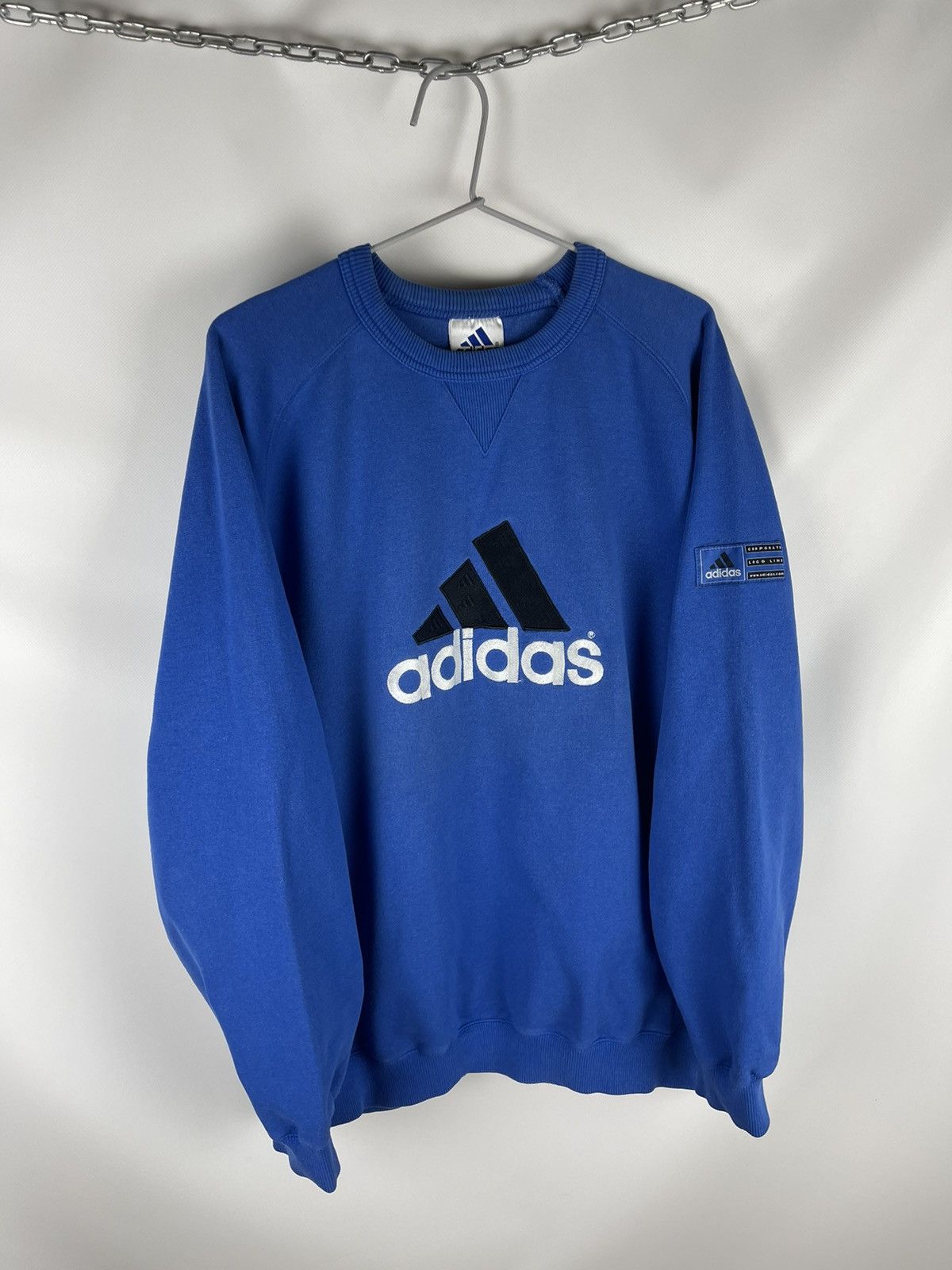 Adidas Adidas vintage 90s big logo line blue oversized sweatshirt Size US L / EU 52-54 / 3 - 3 Thumbnail
