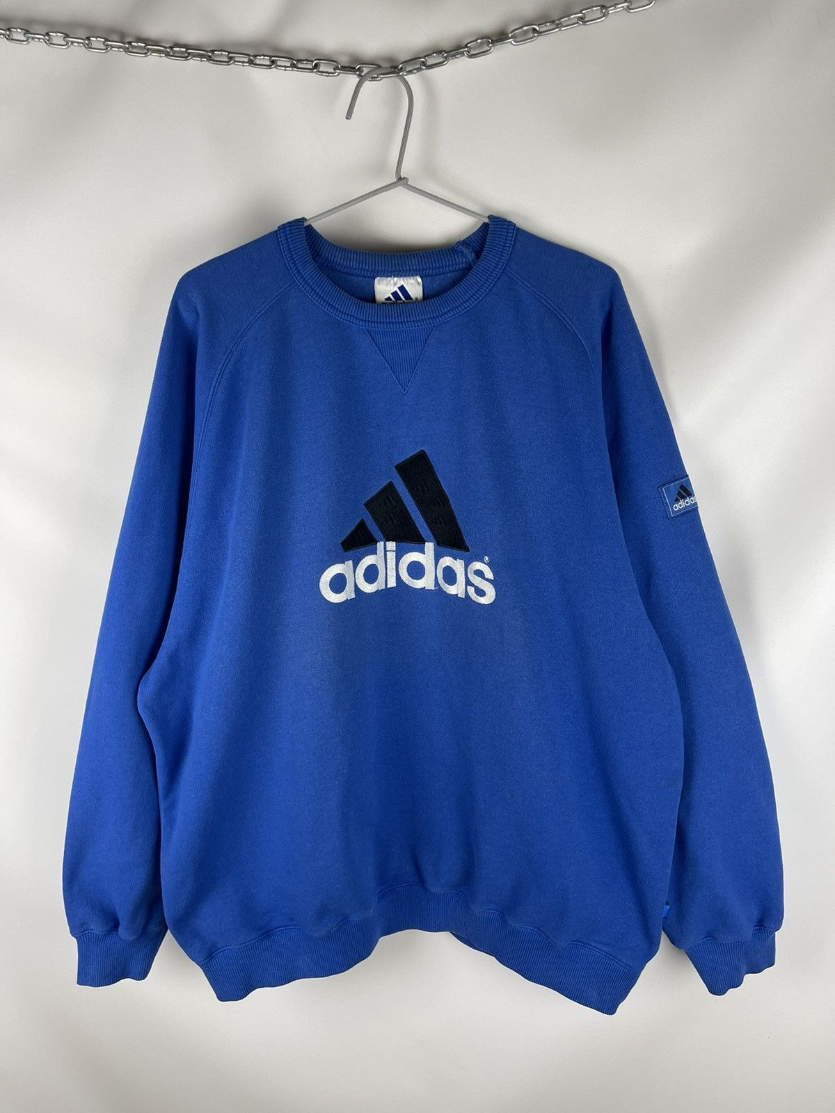 Adidas Adidas vintage 90s big logo line blue oversized sweatshirt Size US L / EU 52-54 / 3 - 1 Thumbnail