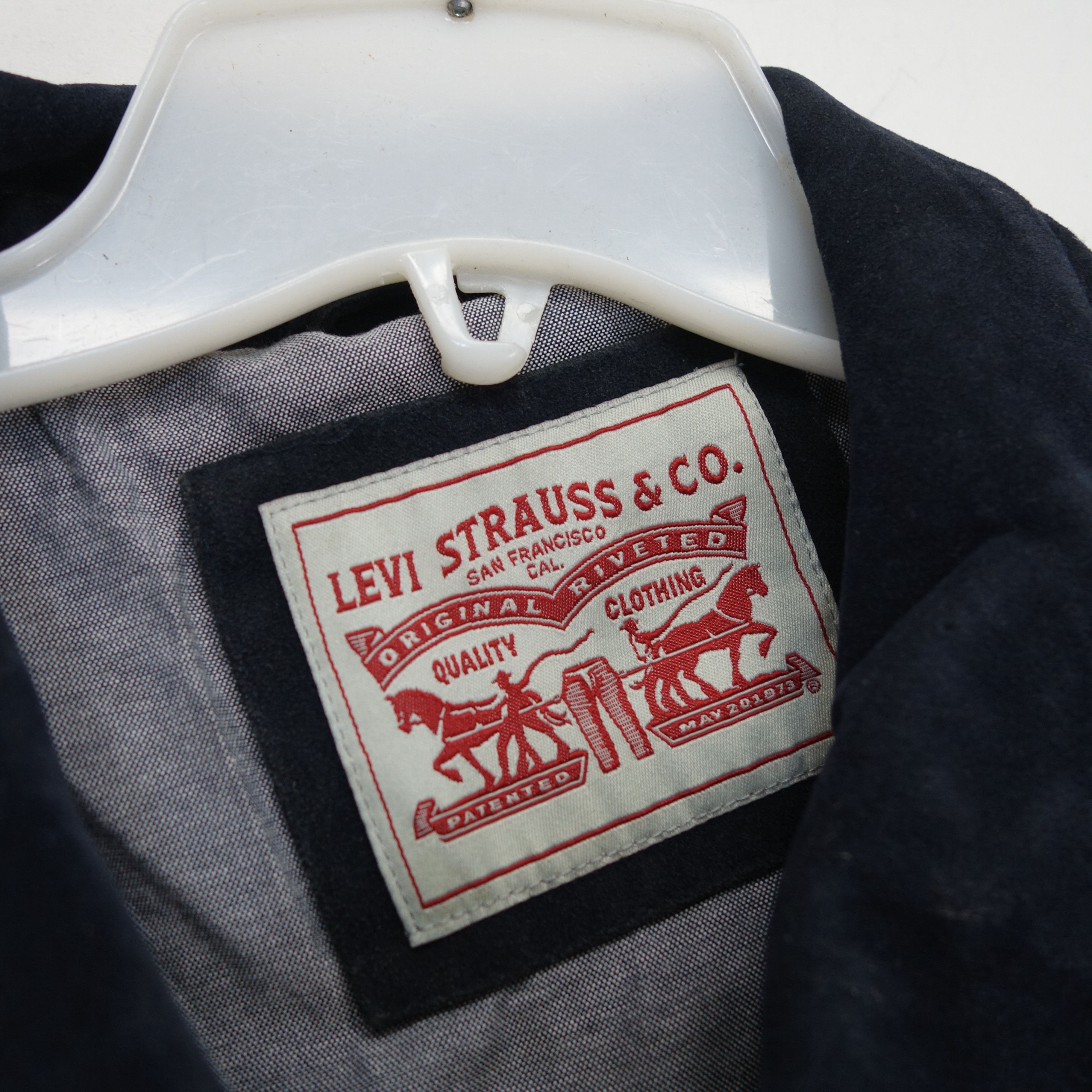 Levi's Faux Suede 72334 Navy Classic Trucker Denim Jean Jacket XXL Size US XXL / EU 58 / 5 - 4 Thumbnail