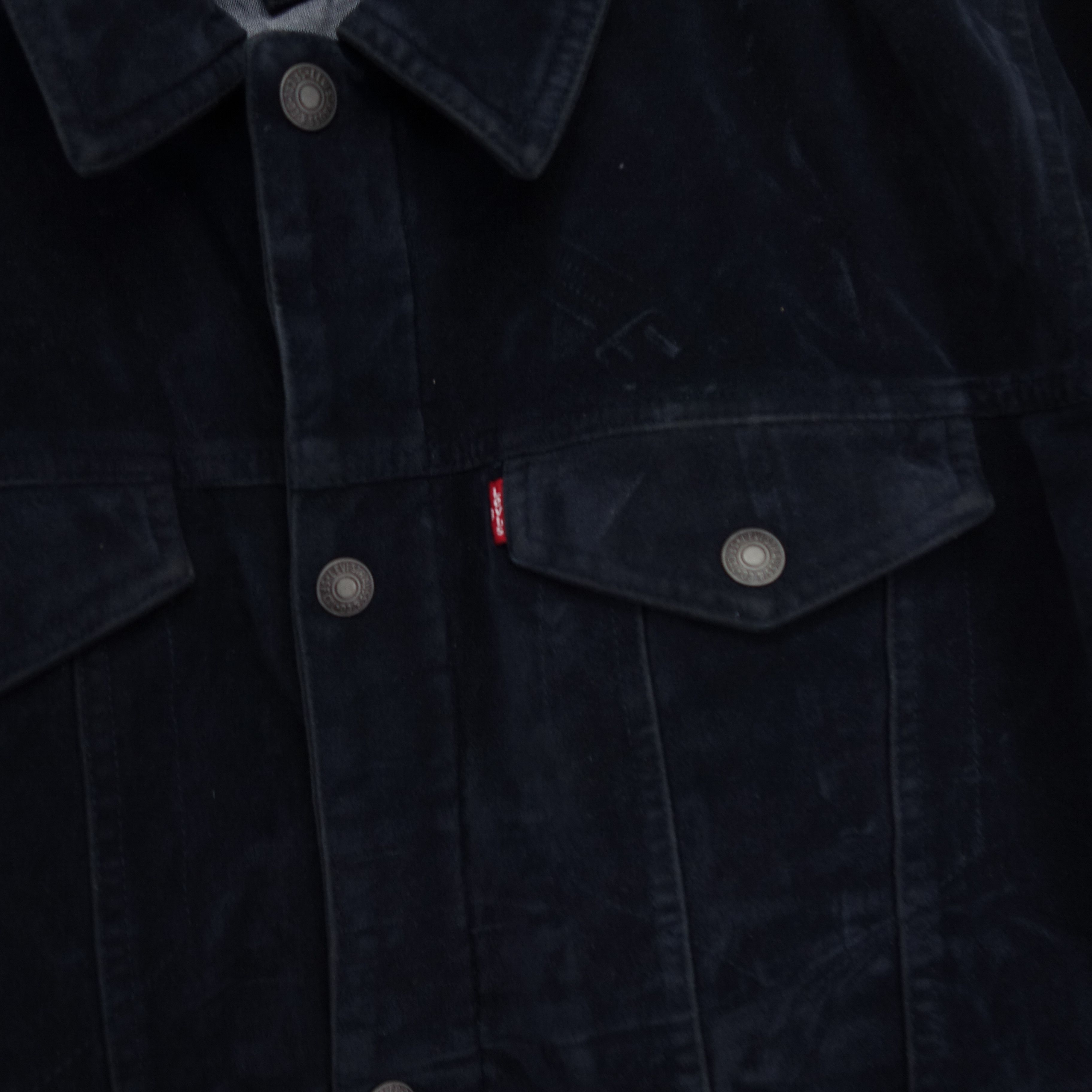 Levi's Faux Suede 72334 Navy Classic Trucker Denim Jean Jacket XXL Size US XXL / EU 58 / 5 - 2 Thumbnail
