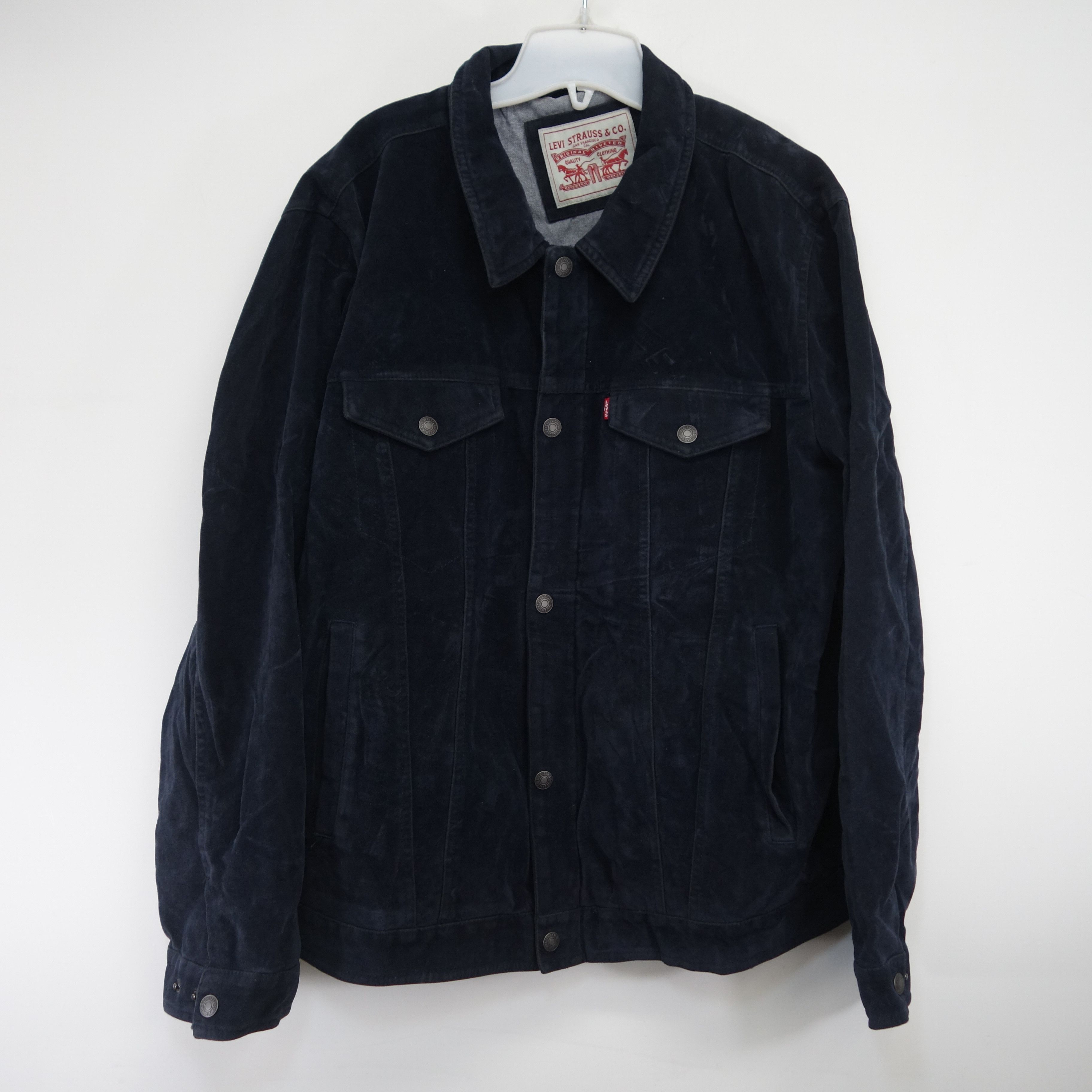 Levi's Faux Suede 72334 Navy Classic Trucker Denim Jean Jacket XXL Size US XXL / EU 58 / 5 - 1 Thumbnail