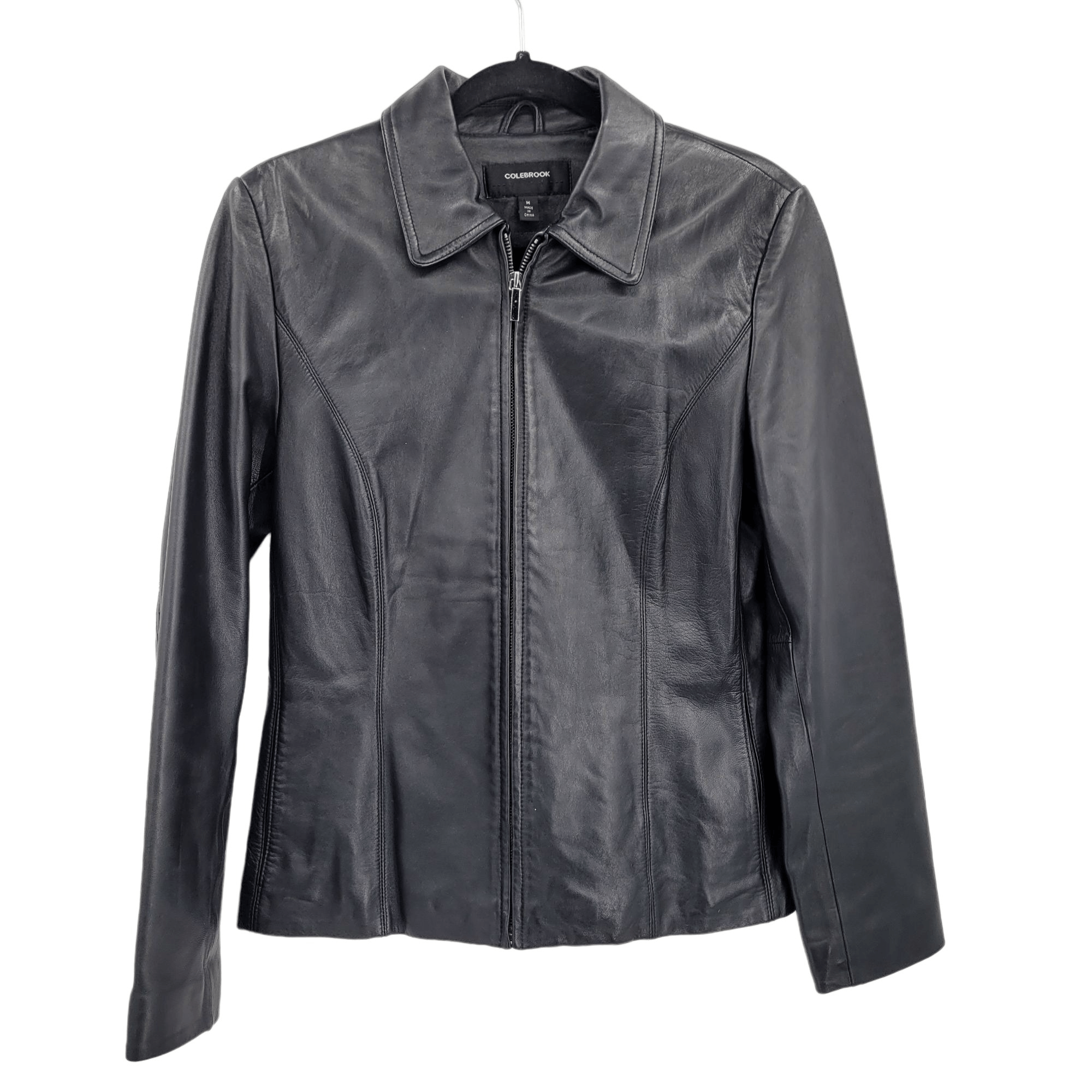 Vintage black leather zip up sleeveless jacket UK8 main image 0