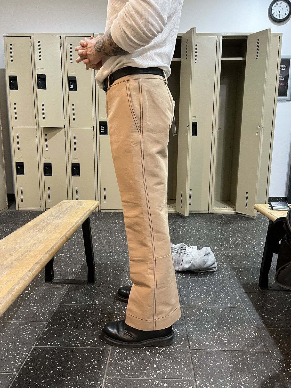 Marni Contrast Stitching Flared Pants Trousers