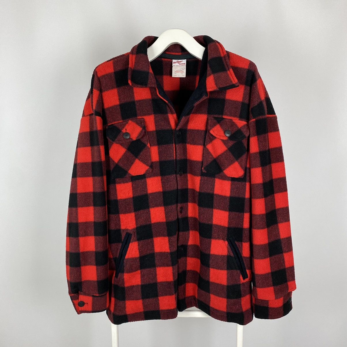 Vintage 1990’s Vintage Milton Funwear Canada Check Fleece Jacket Size US L / EU 52-54 / 3 - 4 Thumbnail