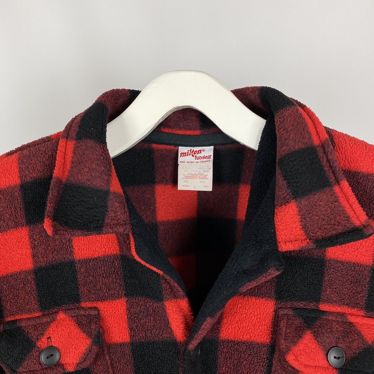 Vintage 1990’s Vintage Milton Funwear Canada Check Fleece Jacket Size US L / EU 52-54 / 3 - 5 Thumbnail