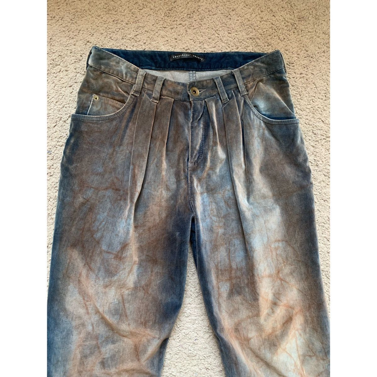 Theory THEORY VELOUR PLEATED DISTRESSED LOOK JEANS Size 28" / US 6 / IT 42 - 2 Thumbnail