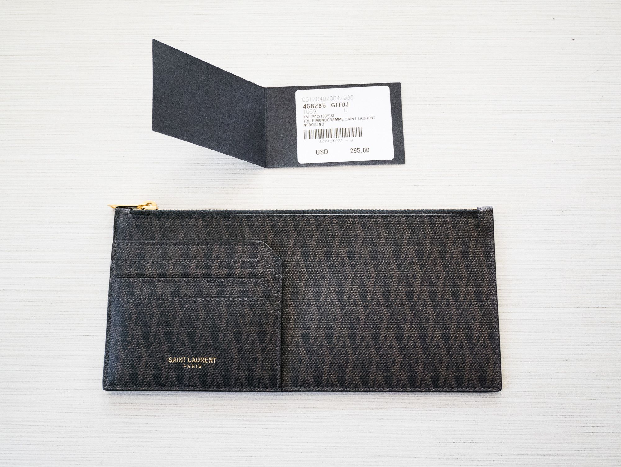 SAINT LAURENT YSL Classic Toile MONOGRAM Travel Business WALLET+