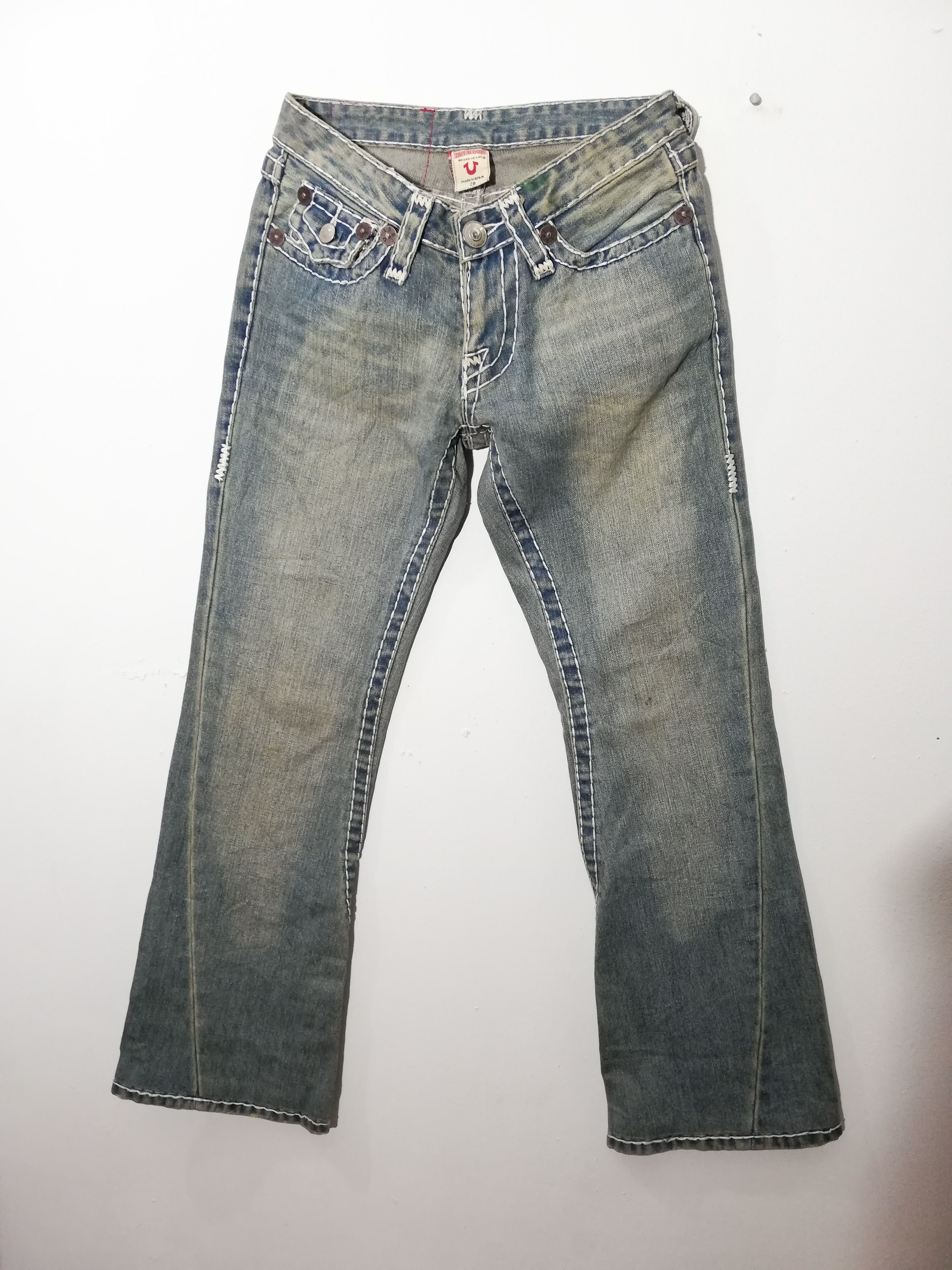 Pre-owned Made In Usa X True Religion Joey Super T Bootcut Jeans In Washed Blue