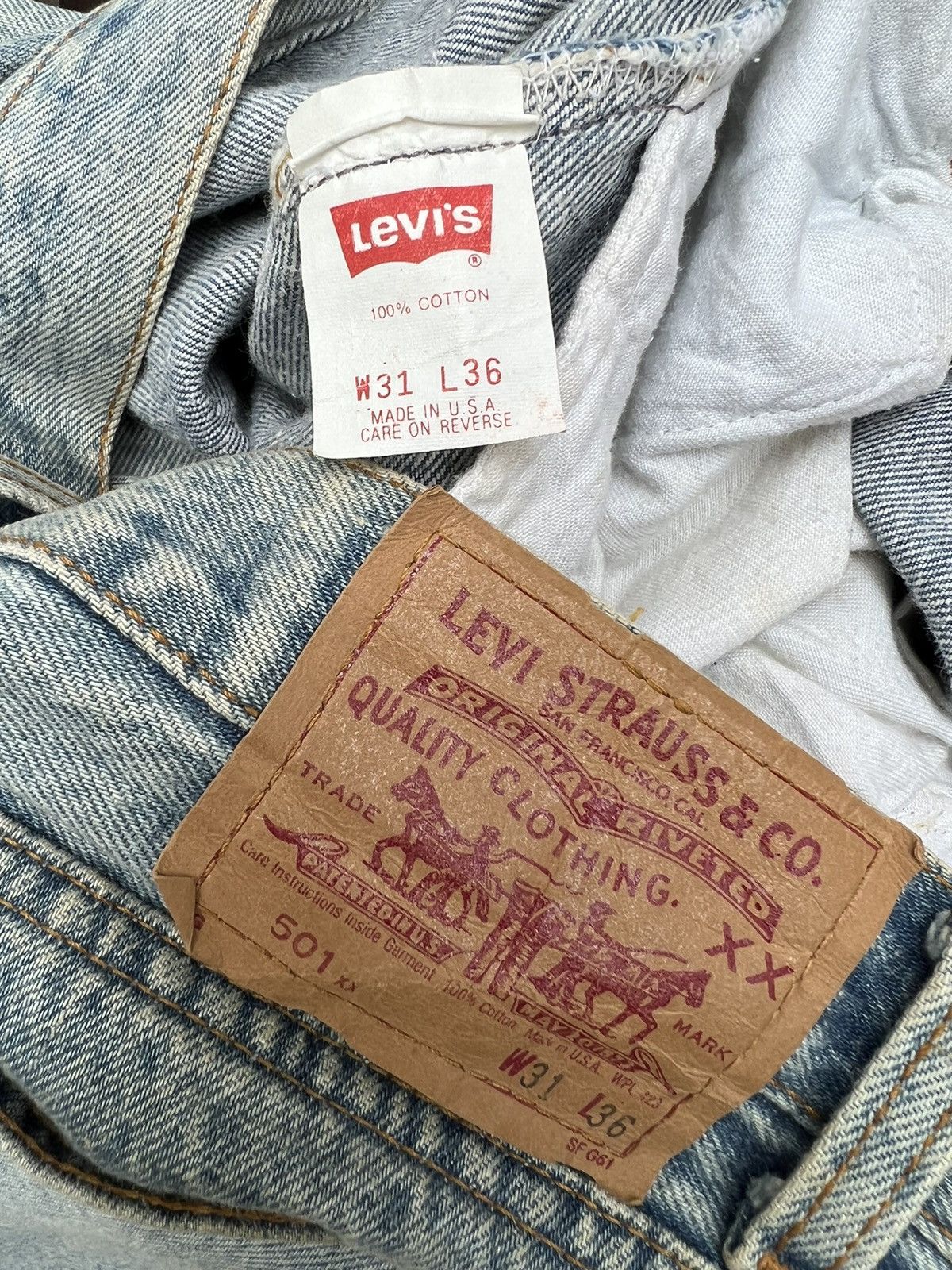 Levi's Vintage 80s Levi’s 501 Ageing Mud Denim Dirty Jeans Size US 31 - 22 Thumbnail