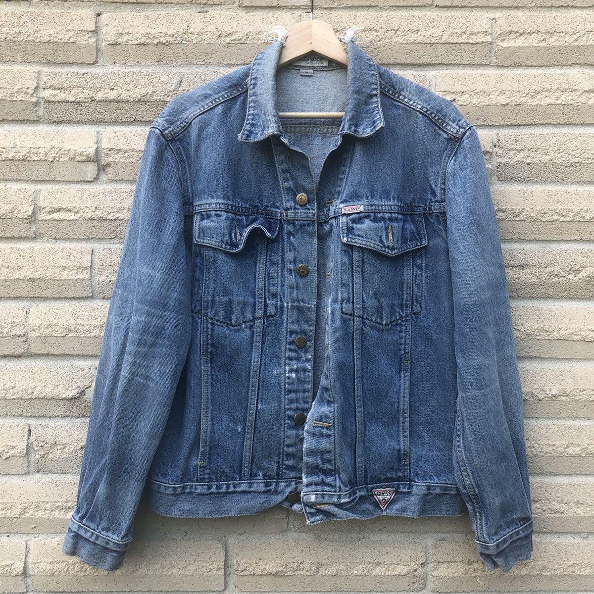 Guess × Vintage Vintage 90s Georges Marciano Guess Denim Jean Trucker Jacket Size US M / EU 48-50 / 2 - 1 Thumbnail