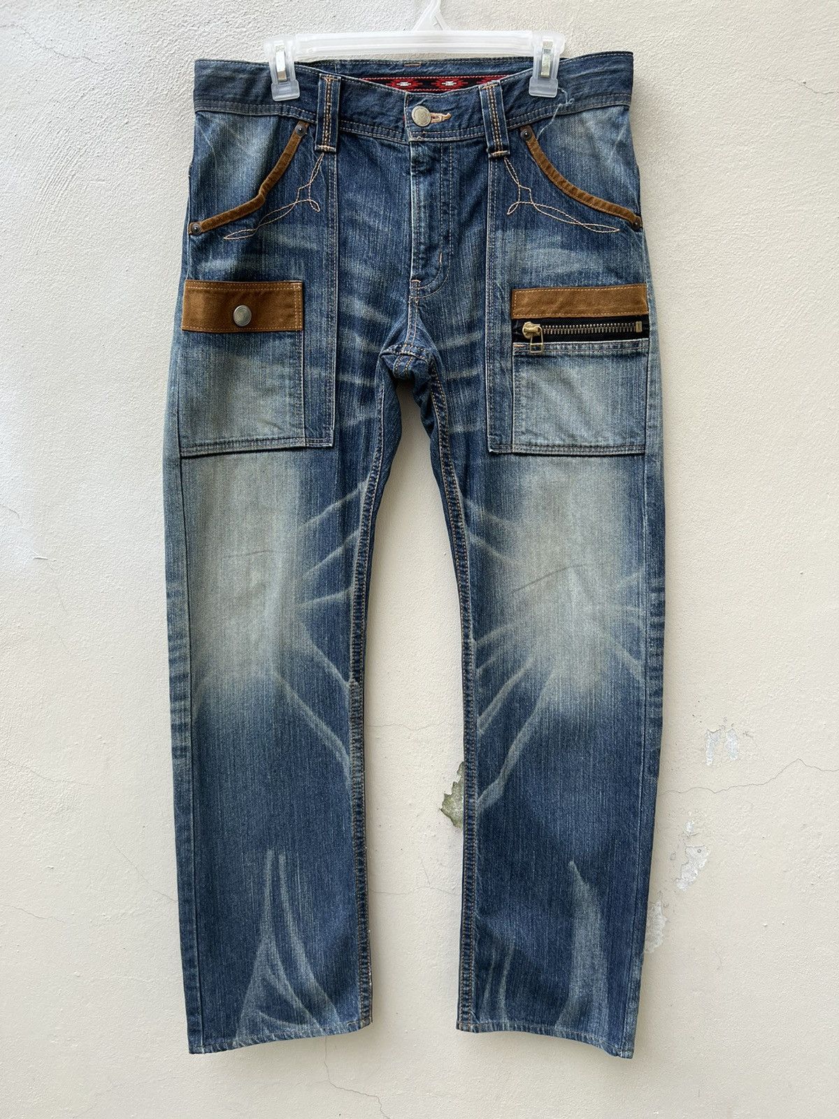 Vintage Vintage Edwin Japan Fade Blue Hybrid Denim Bush Pant Jeans Size US 32 / EU 48 - 6 Thumbnail