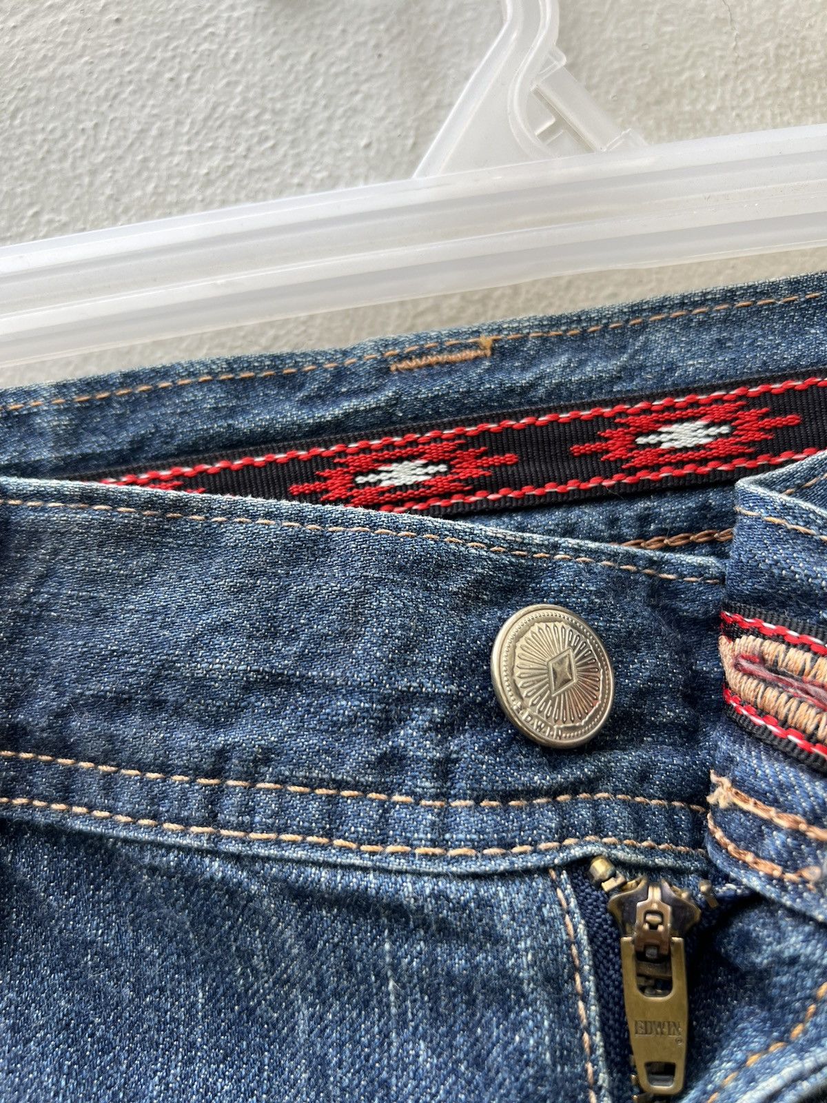 Vintage Vintage Edwin Japan Fade Blue Hybrid Denim Bush Pant Jeans Size US 32 / EU 48 - 9 Thumbnail