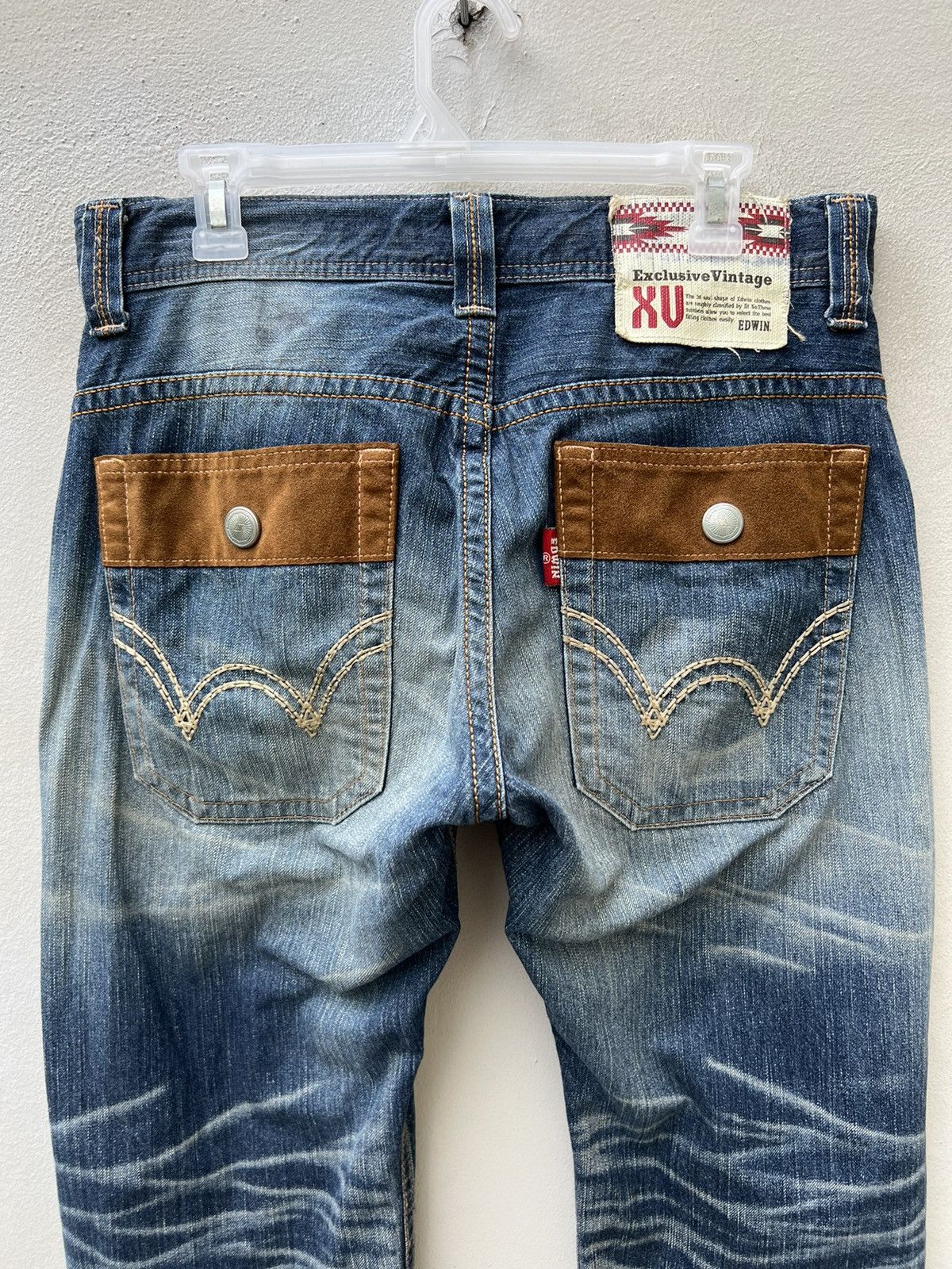Vintage Vintage Edwin Japan Fade Blue Hybrid Denim Bush Pant Jeans Size US 32 / EU 48 - 17 Thumbnail