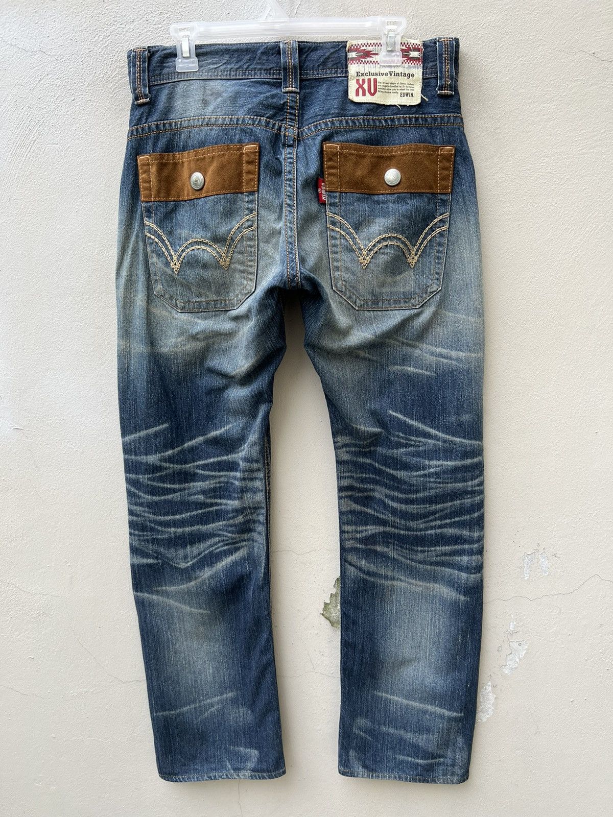Vintage Vintage Edwin Japan Fade Blue Hybrid Denim Bush Pant Jeans Size US 32 / EU 48 - 16 Thumbnail