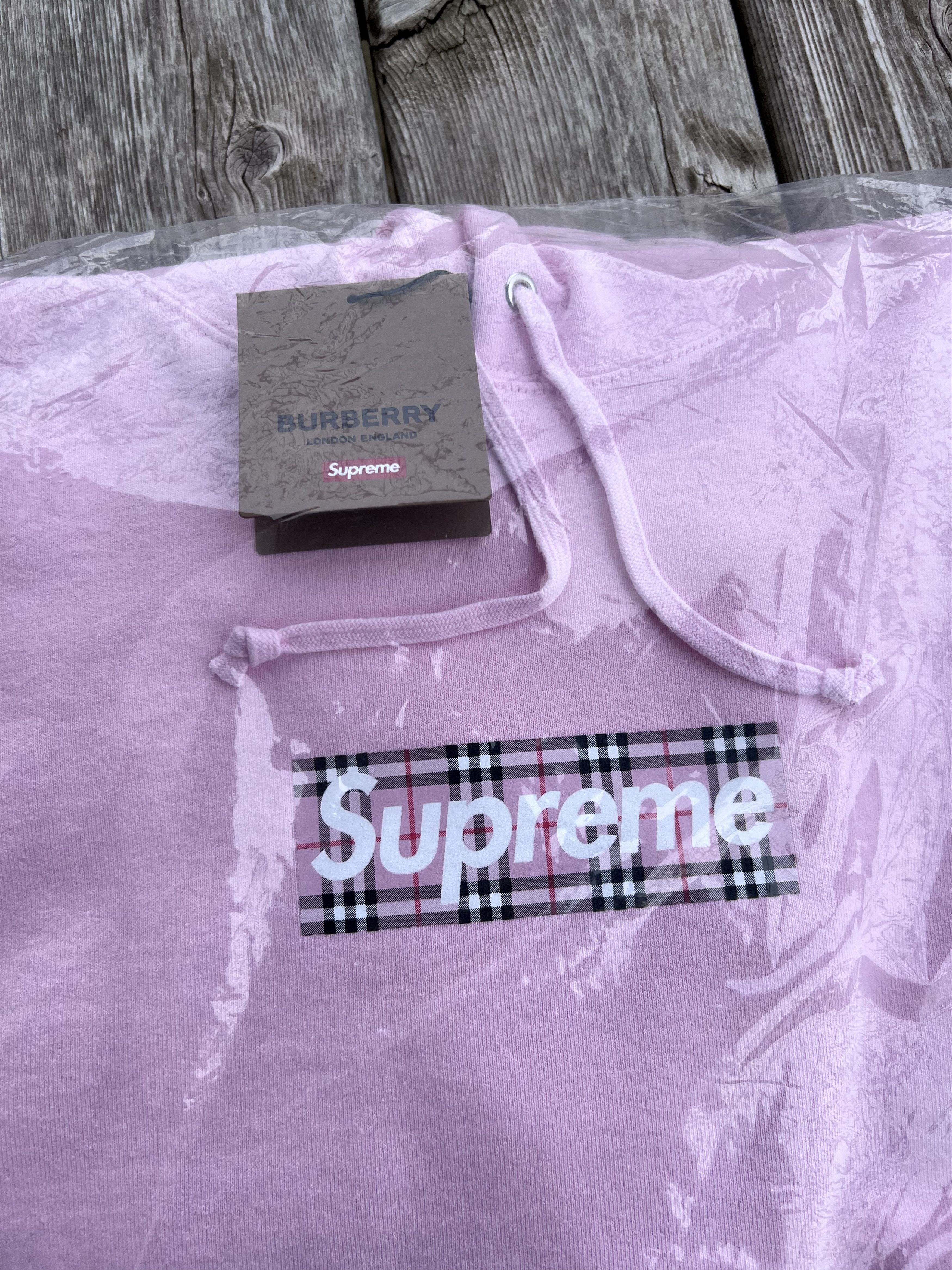 Supreme Supreme Burberry Box Logo Hooded Sweatshirt Pink | Grailed