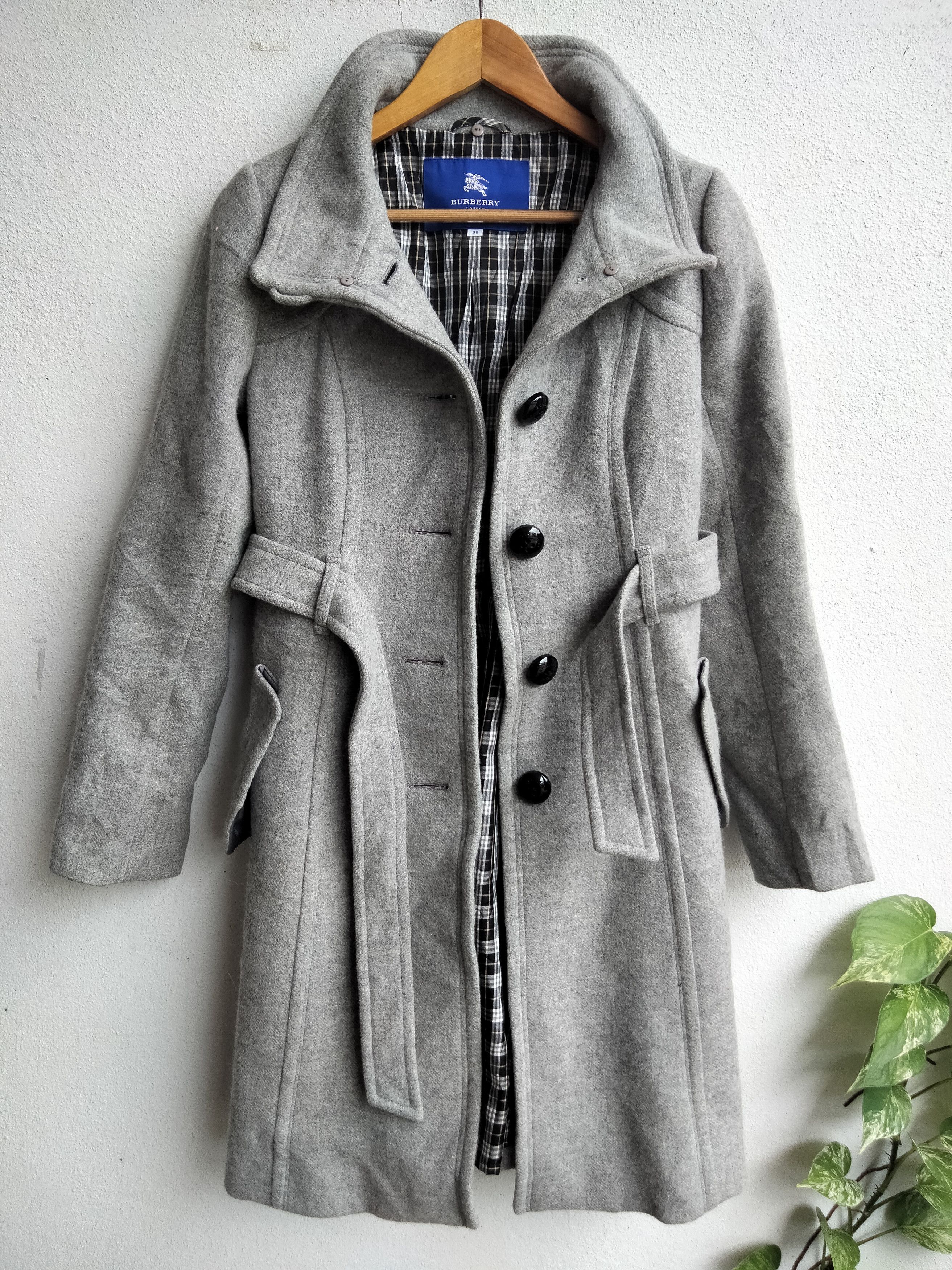 Burberry Burberry Wool Grey Checked Parka Size S / US 4 / IT 40 - 1 Thumbnail