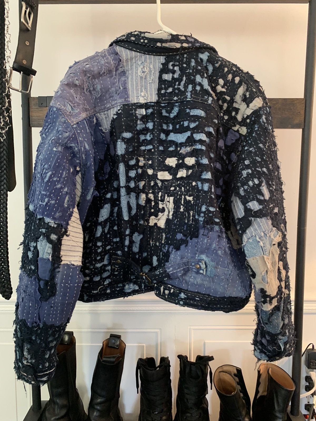 Japanese Brand Bleeding Indigo Boro Sashiko Levi Type 1 Denim Jacket Size US L / EU 52-54 / 3 - 9 Thumbnail