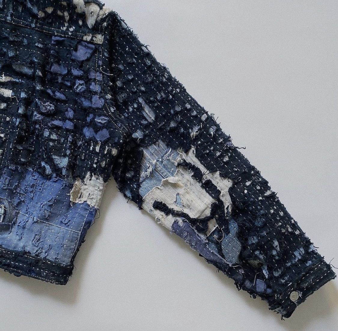 Japanese Brand Bleeding Indigo Boro Sashiko Levi Type 1 Denim Jacket Size US L / EU 52-54 / 3 - 6 Thumbnail