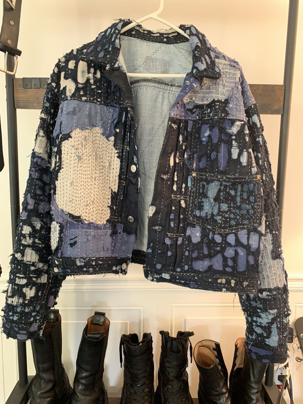 Japanese Brand Bleeding Indigo Boro Sashiko Levi Type 1 Denim Jacket Size US L / EU 52-54 / 3 - 8 Thumbnail