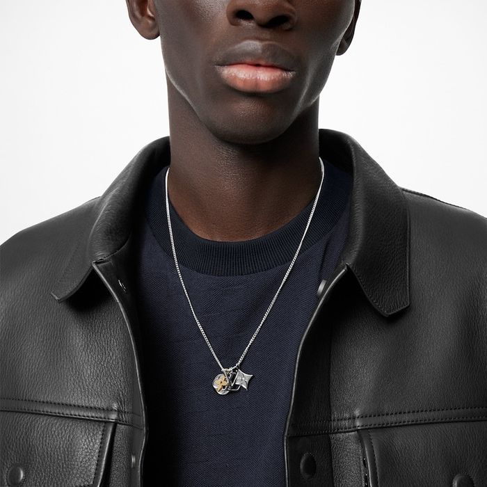 Louis Vuitton LV Instinct Enamelled Necklace, Silver, One Size