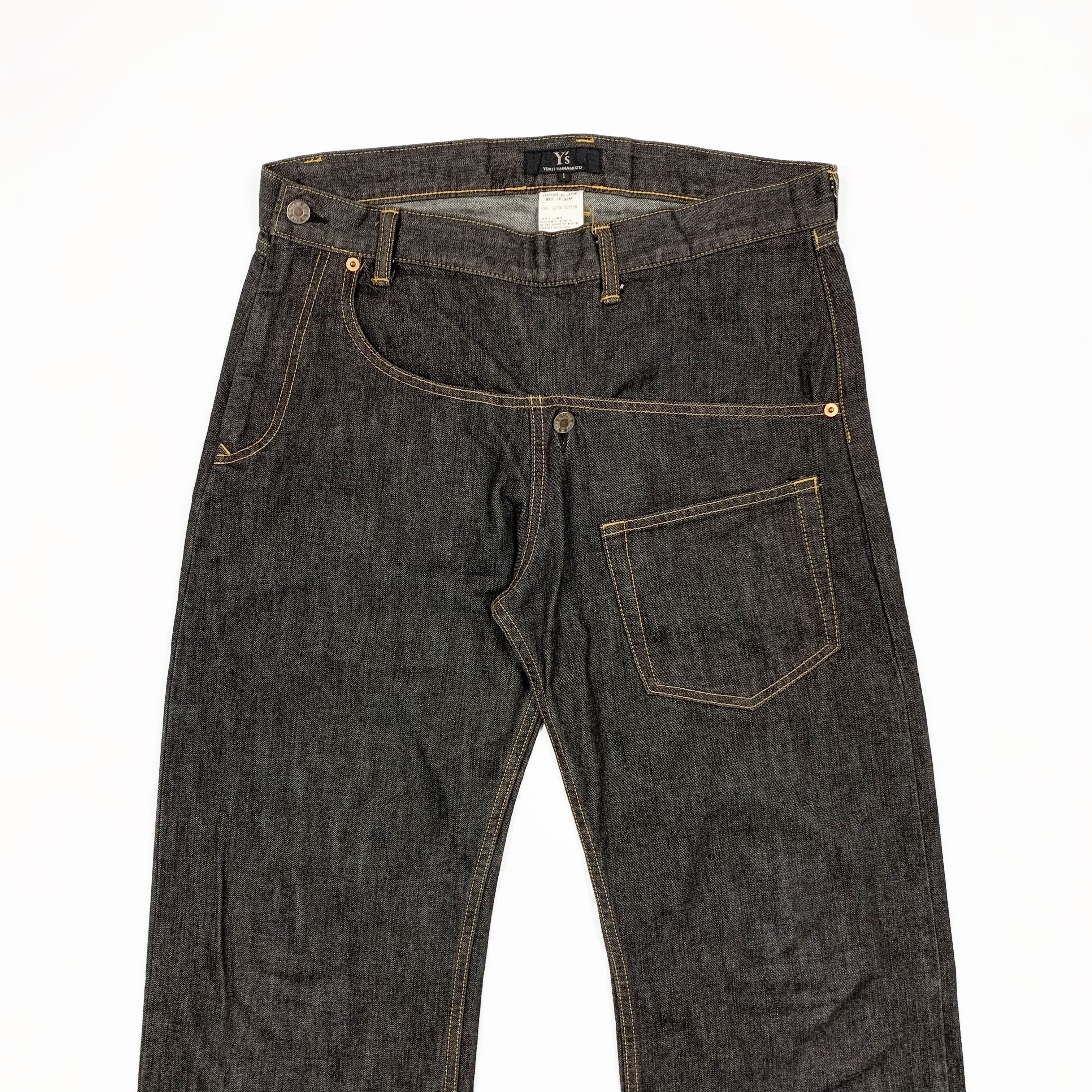 Y's × Y's for Men × Yohji Yamamoto 90s Asymmetrical Denim Jeans (Natural Cotton) Size US 32 / EU 48 - 2 Thumbnail
