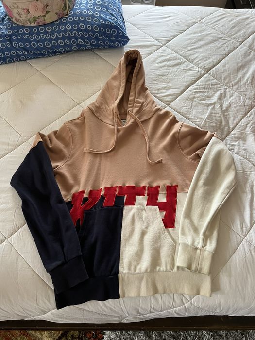 Kith Kith Tri Color Block Hoodie Pink White Navy Grailed