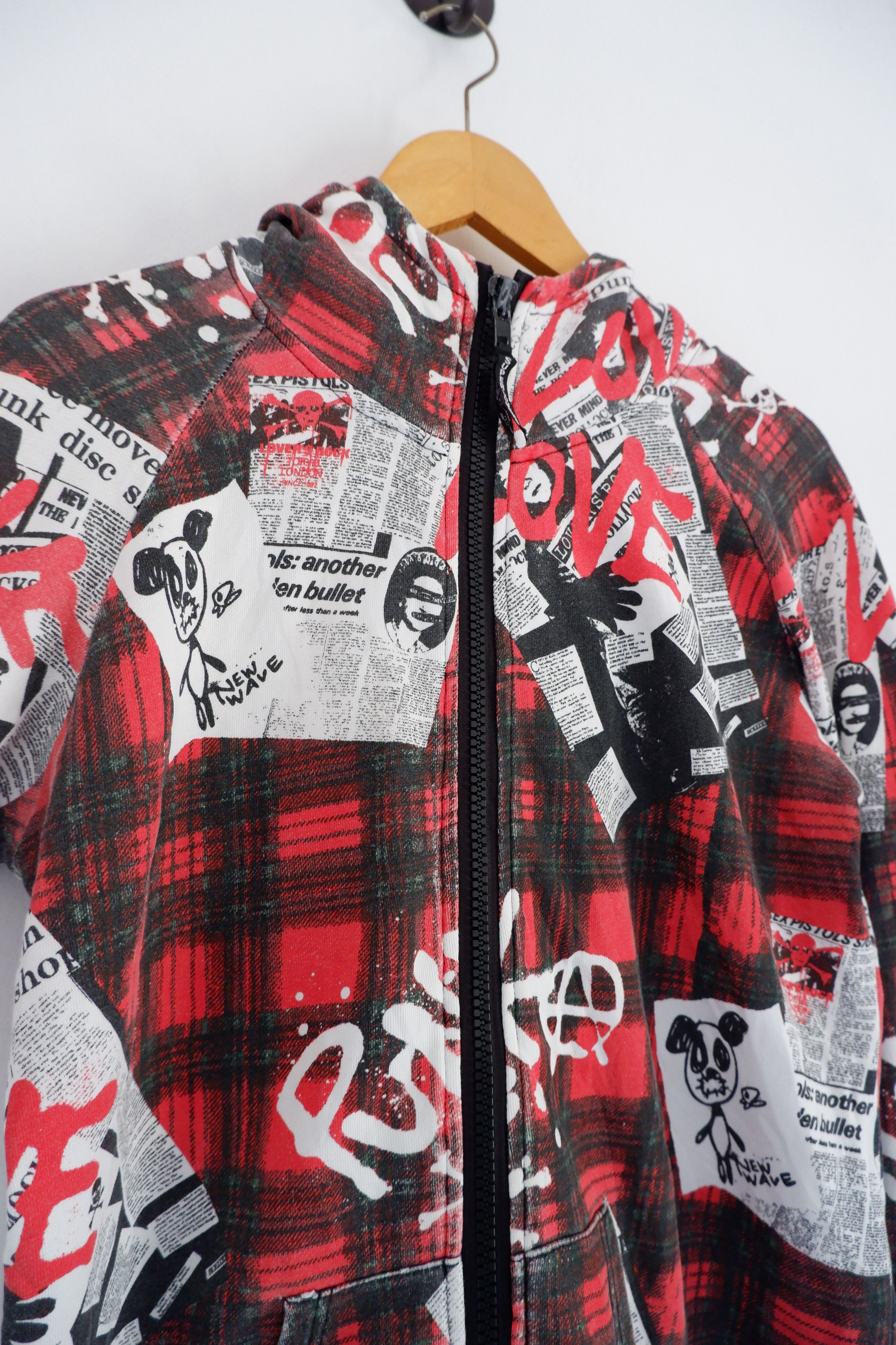 Japanese Brand Super Lovers Punk Anarchy Ripped Hoodie Zipper Size US M / EU 48-50 / 2 - 4 Thumbnail