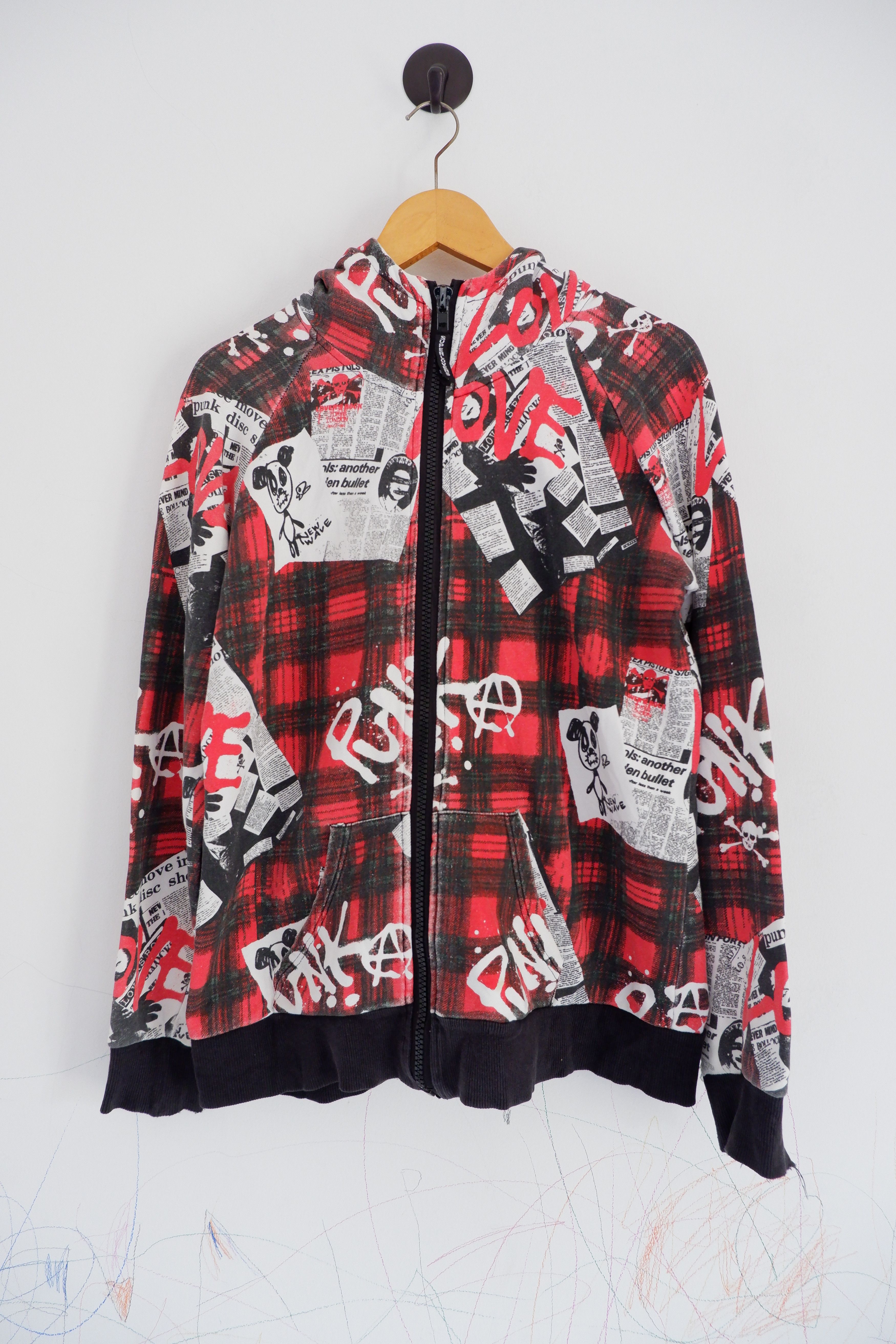 Japanese Brand Super Lovers Punk Anarchy Ripped Hoodie Zipper Size US M / EU 48-50 / 2 - 1 Thumbnail