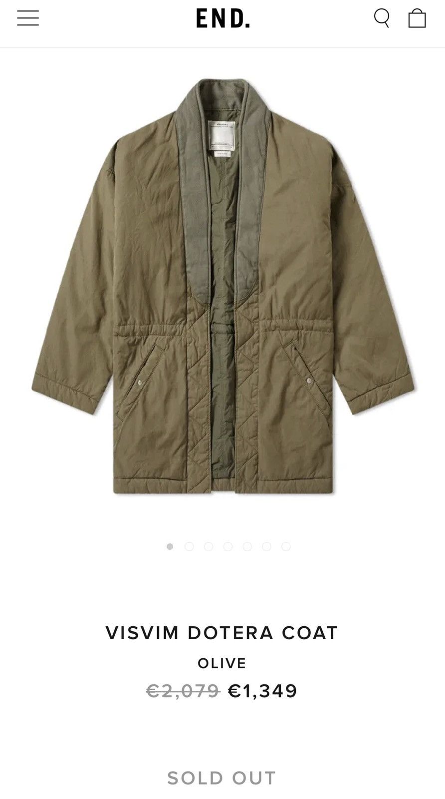 visvim dotera mil coat (c/ny) olive