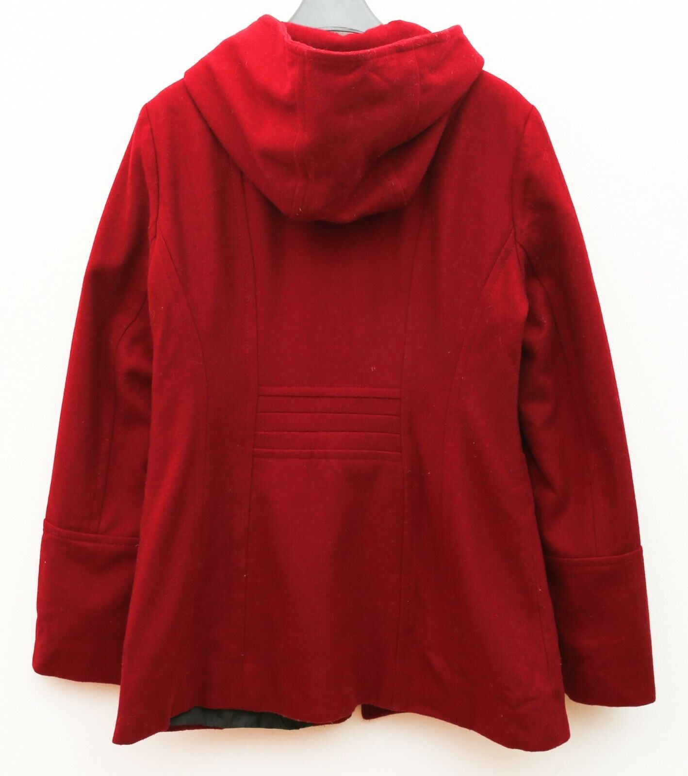 London Fog Wool Coat Classic Jacket Hooded Maroon Zip Up Outdoors Parka Size M / US 6-8 / IT 42-44 - 3 Thumbnail