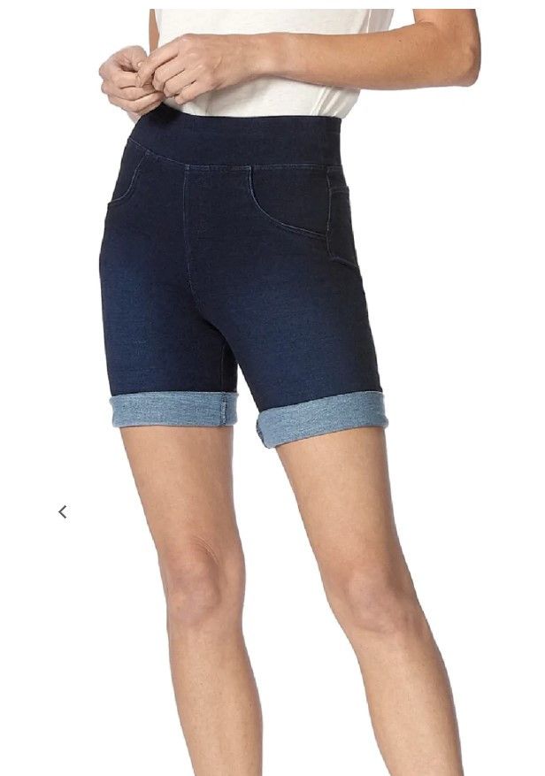 HUE U23446 Game Changing Bermuda Shorts Dark Blue Rinse